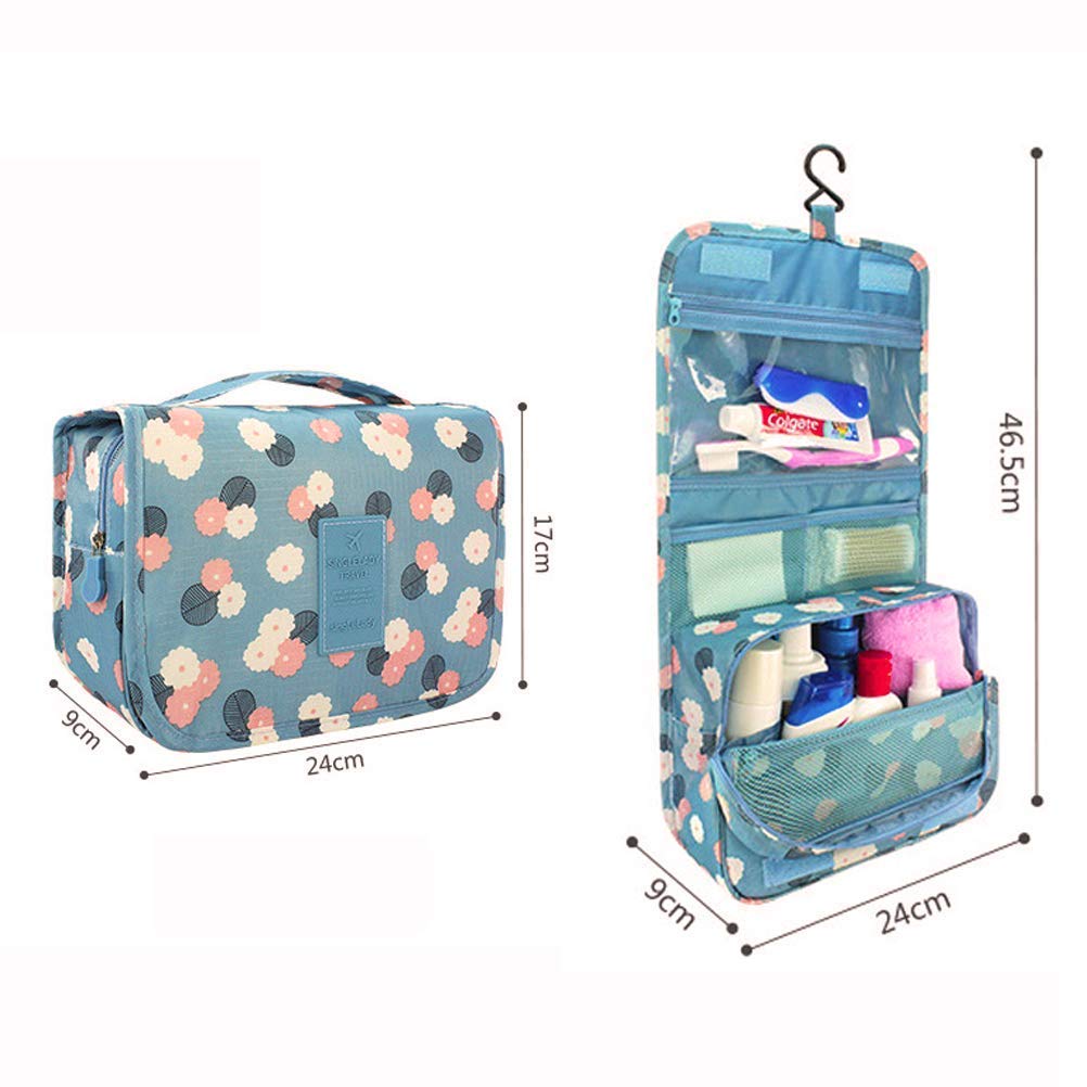 JUBLYN Professional Cosmetic Makeup Organizer Case - Waterproof Travel Makeup Bag with Multiple Compartments, Light Blue Cosmetic Storage Pouch for Women | Perfect for Travel, Home Use & Salon Organization