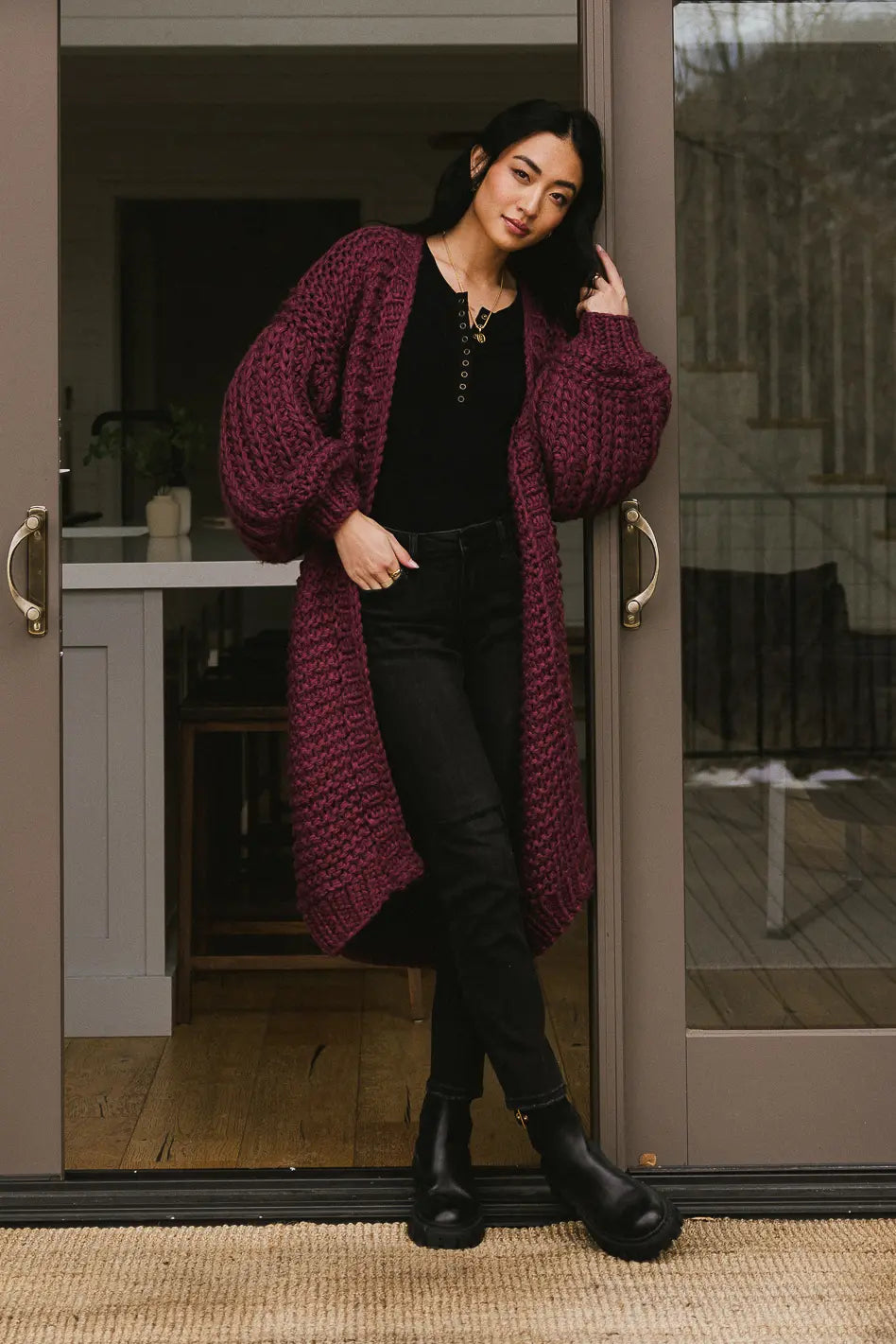 Marlee Long Cardigan in Purple - Soft & Stylish Women's Cardigan Sweater for Fall & Winter | Perfect for Layering, Office Wear & Casual Outfits