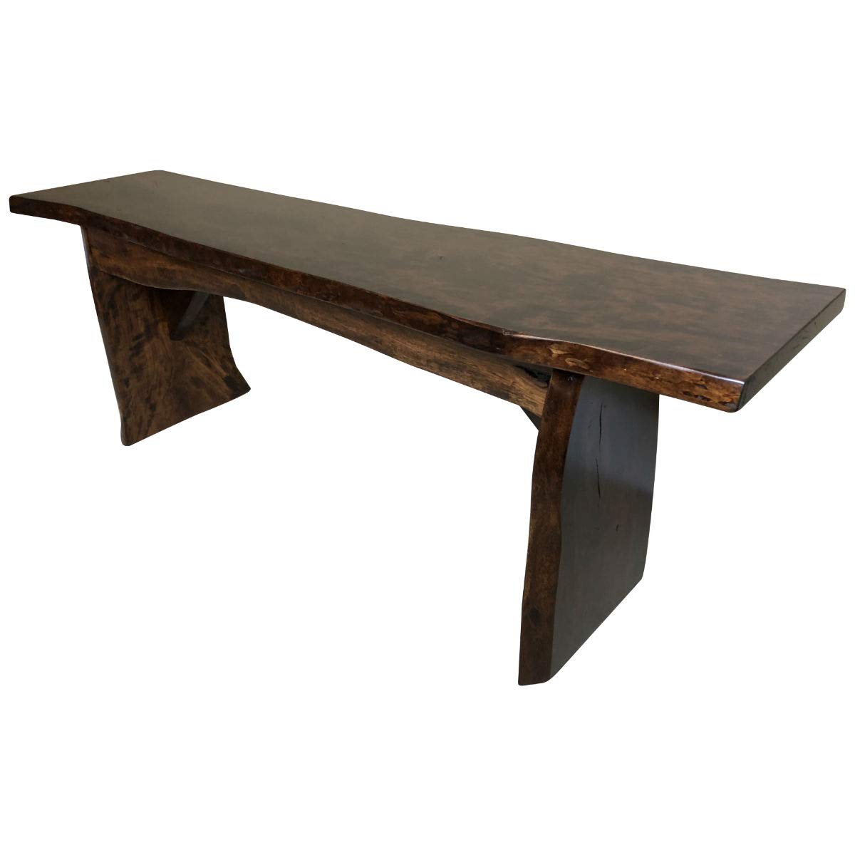 Live Edge Wooden Bench - Solid Wood Dining Bench - Rustic Home Décor Furniture - Natural Edge Wooden Slab Bench (5' Long, Rustic Cherry Wood with Asbury Stain) - Perfect for Farmhouse Dining Room, Kitchen Island Seating & Rustic Living Room Decor