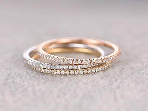 1.50 Carat 3-Piece Wedding Ring Set - 18k Gold Plated Straight Stackable Bands for Women - Perfect for Engagement, Anniversary, and Bridal Jewelry Gifts
