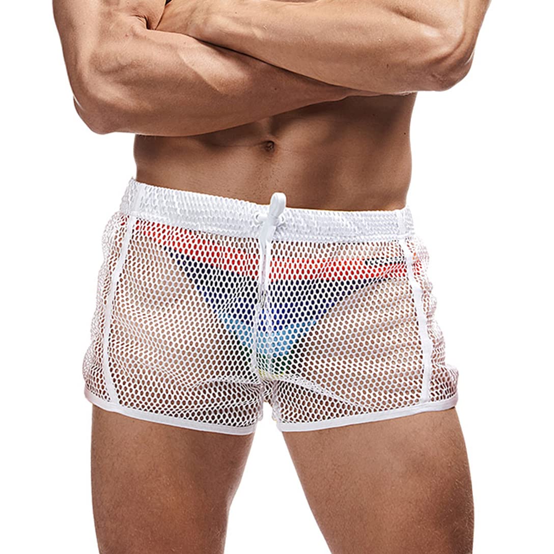 **Men's Mesh Shorts - Breathable See-Through Boxer Briefs for Comfort & Style - Perfect for Gym, Sleep & Summer Wear**