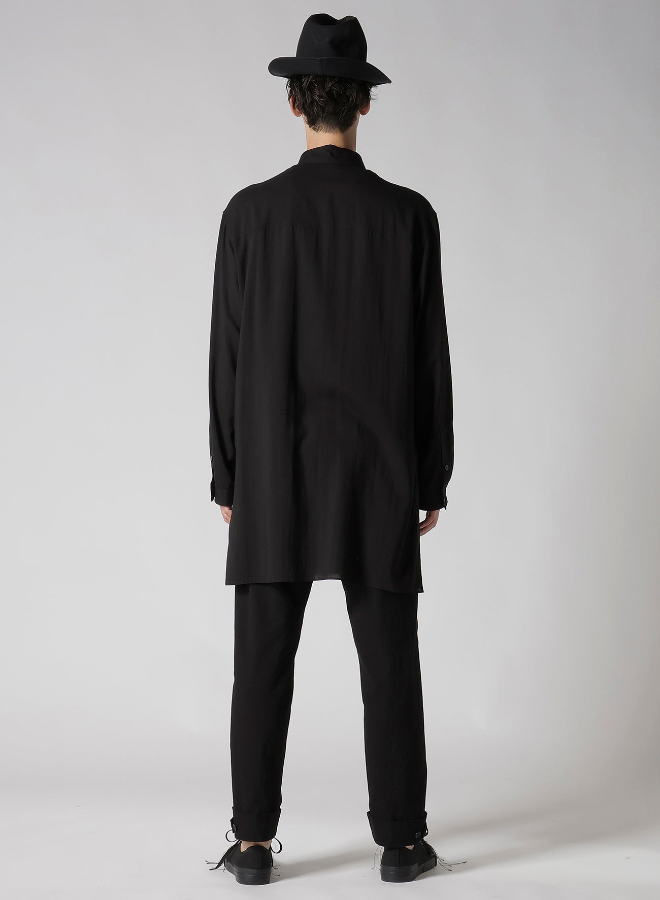 Men's Cellulose Lawn Black Loop Button Down Placket Shirt - Casual Office Wear & Summer Outfits