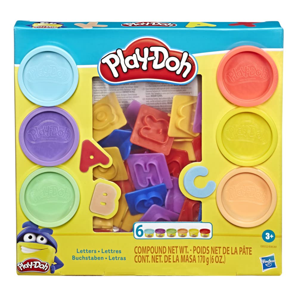 Play-Doh Alphabet Learning Kit with 26 Letter Stampers & 6 Assorted Colors - Fun Educational Toy for Preschoolers Ages 3+, Perfect for Classroom Activities, Arts & Crafts, and Early Childhood Development