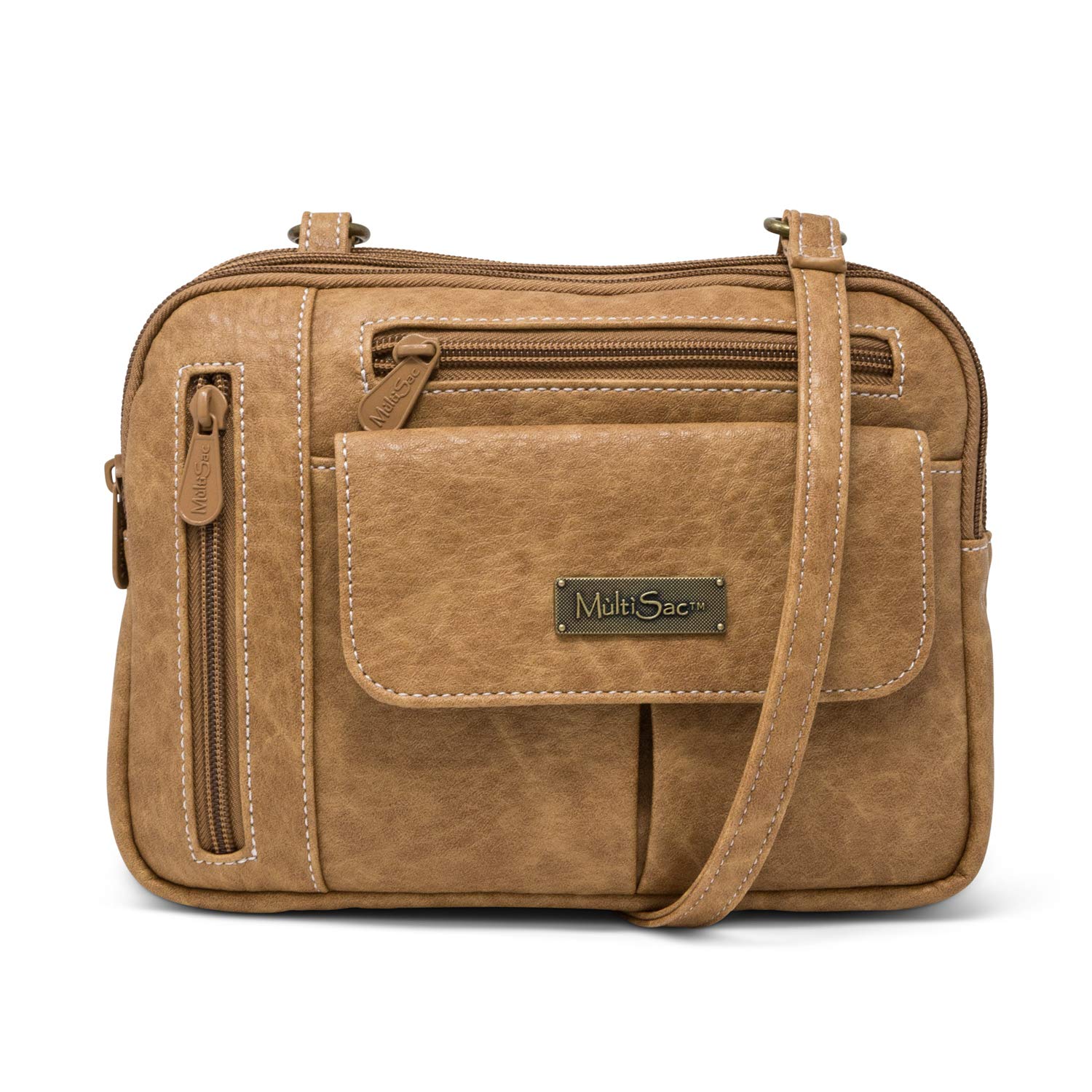MultiSac Zippy Triple Compartment Crossbody Bag for Women - Waterproof Travel Purse with RFID Protection - Perfect for Shopping, Work & Travel Accessories