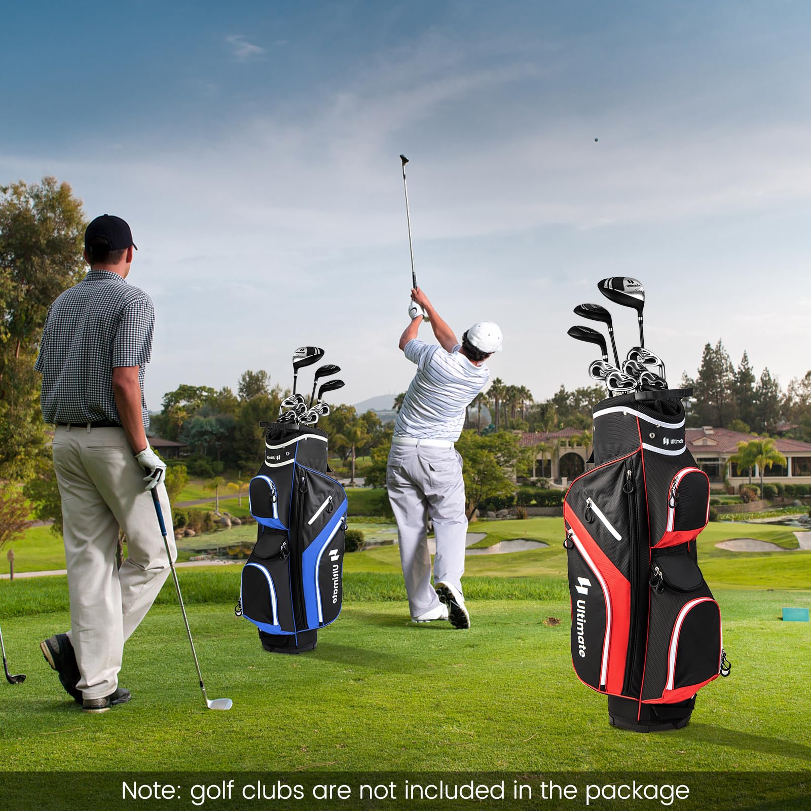 Tangkula 14-Way Golf Cart Bag - Lightweight Golf Club Organizer with 9 Pockets, Cooler Compartment, Umbrella Holder & Rain Hood - Durable Dual Strap Carry Bag for Men & Women - Perfect for Golf Courses, Driving Ranges & Country Clubs