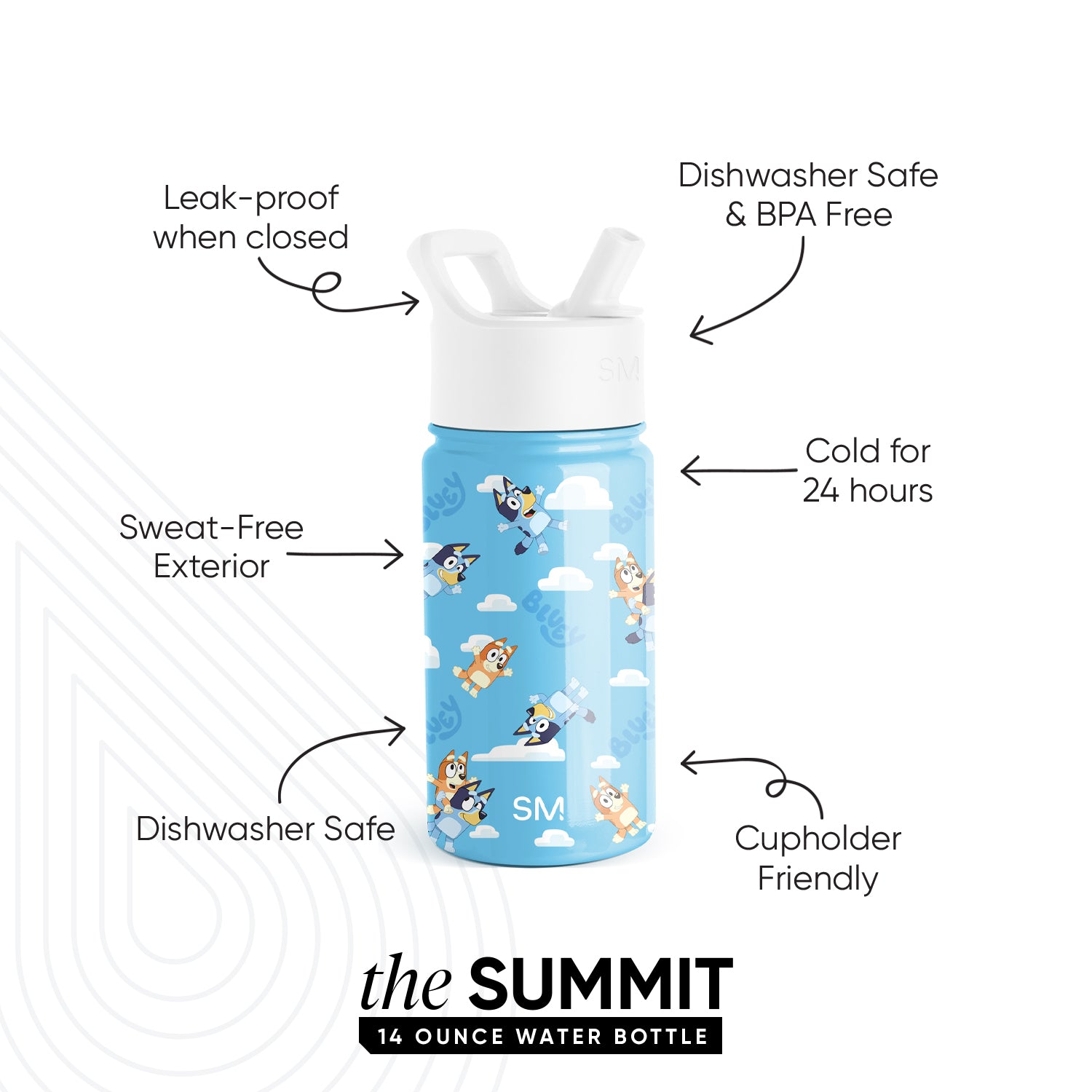 Summit Kids Water Bottle with Straw Lid - BPA Free, Leak Proof, Durable Stainless Steel Bottle for School, Sports & Outdoor Activities