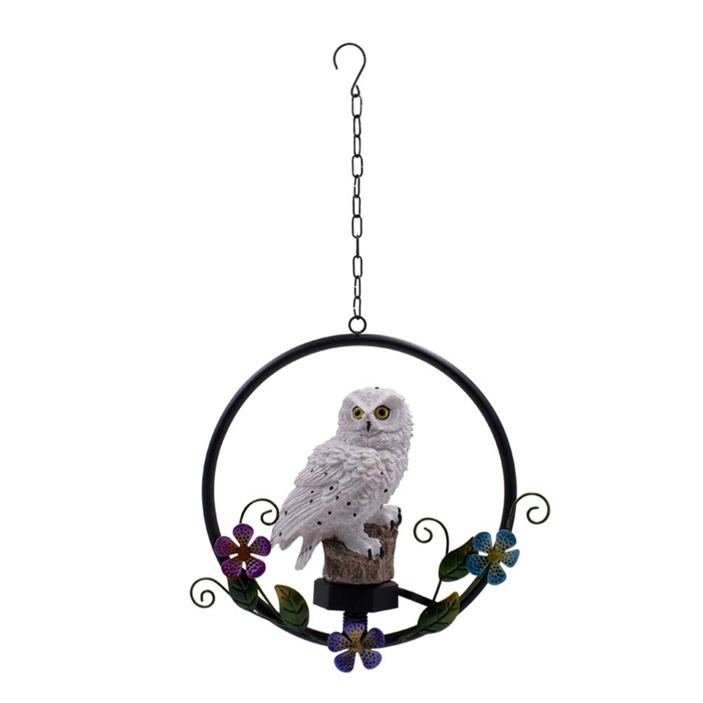 OSALADI Solar Hanging Owl Light - Outdoor LED Lantern for Halloween Decor, Garden Pathway, Patio Lighting (White) | Weatherproof Night Light for Yard, Porch & Landscape Decoration
