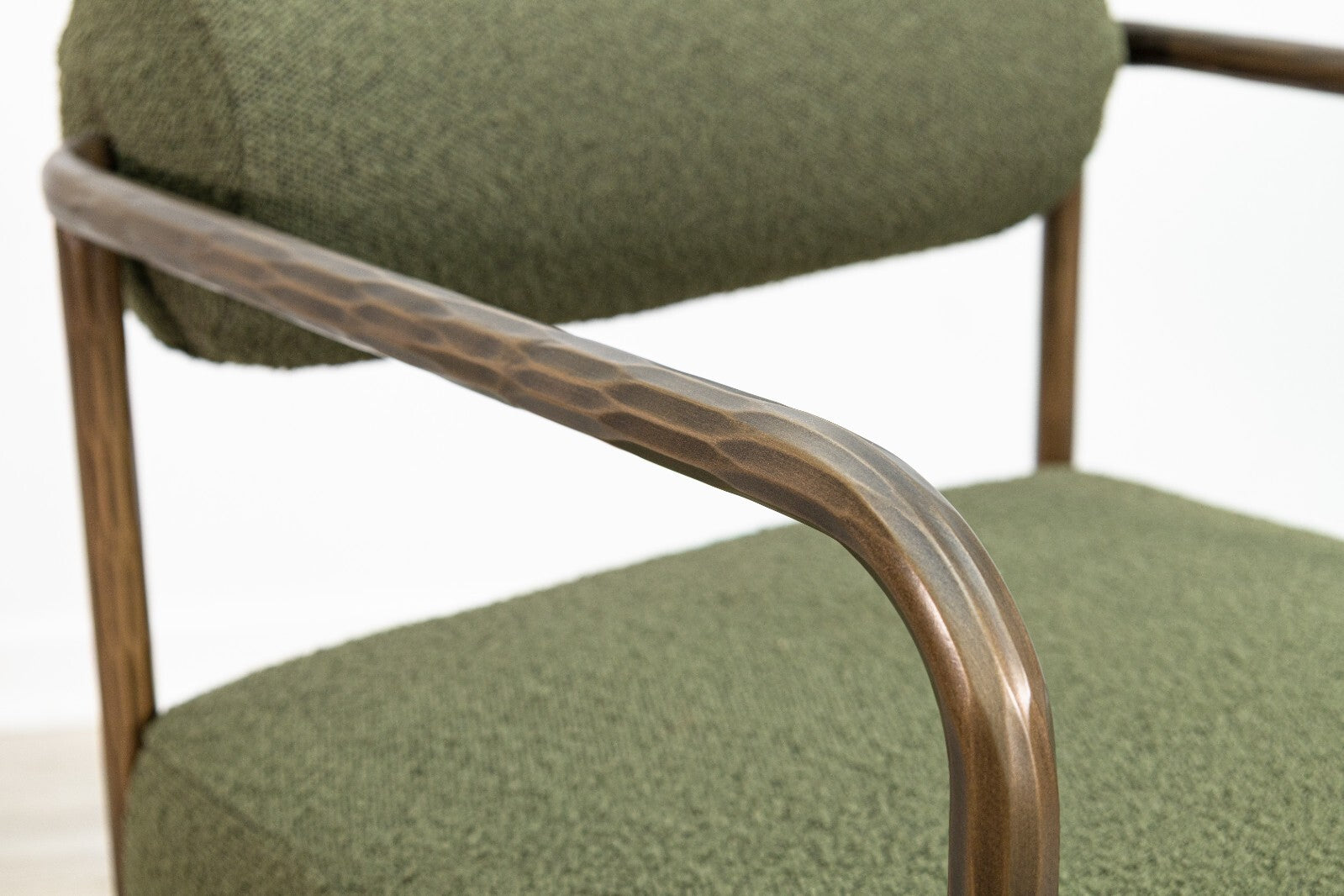 Set of 6 Sunpan Ajani Olive Green and Brass Contemporary Modern Dining Armchairs - Mid-Century Style Upholstered Chairs for Dining Room, Kitchen, or Office Conference Table