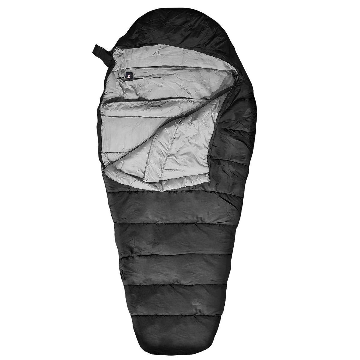 ActionHeat Electric Heated Sleeping Bag for Adults - Portable Mummy Style 5V Battery Powered Warm Sleeping Bag for Camping, Hiking & Winter Outdoor Activities in Cold Weather (Black) | Perfect for Backpacking, Hunting & Emergency Survival Gear