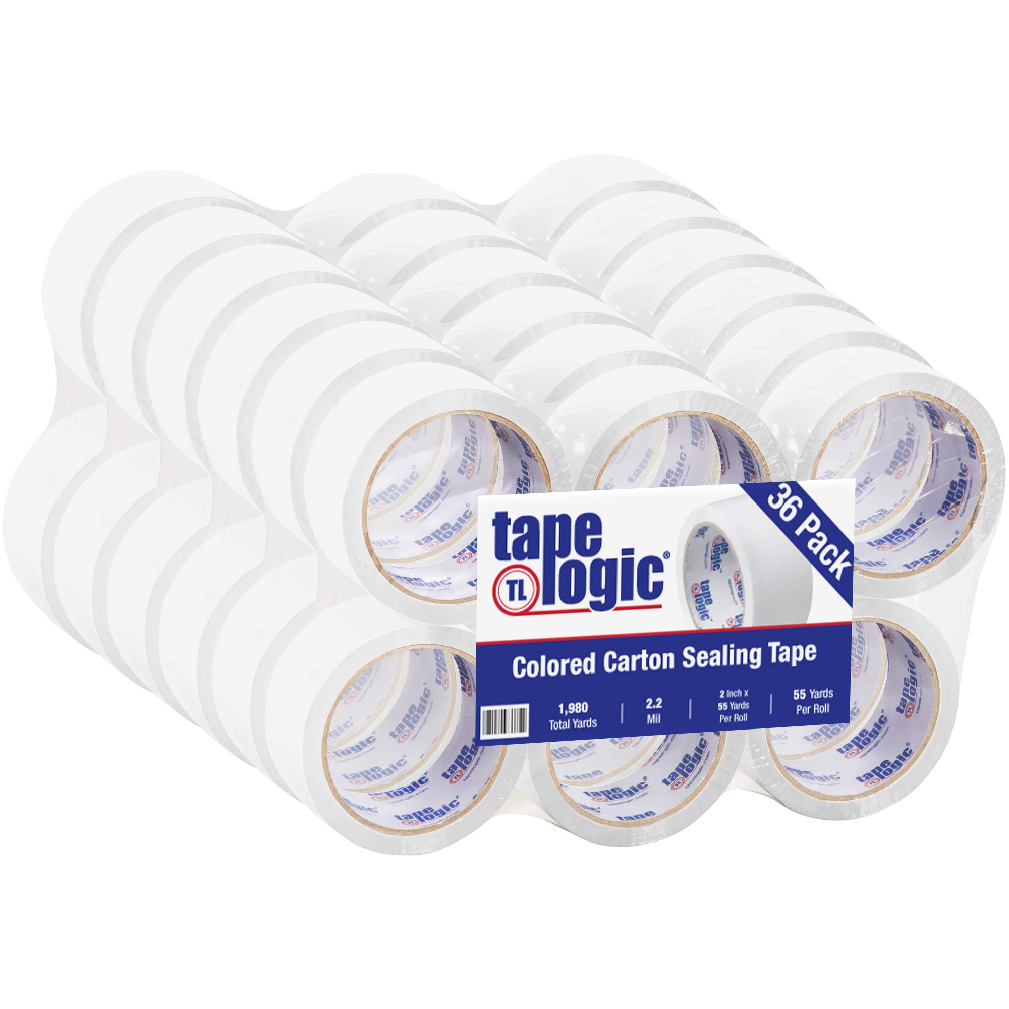 Aviditi 2 Inch x 55 Yard Heavy Duty Packing Tape - 2.2 Mil White (36 Pack) | Durable Shipping, Moving & Office Supplies | Perfect for Box Sealing, Packaging, Home & Business Use