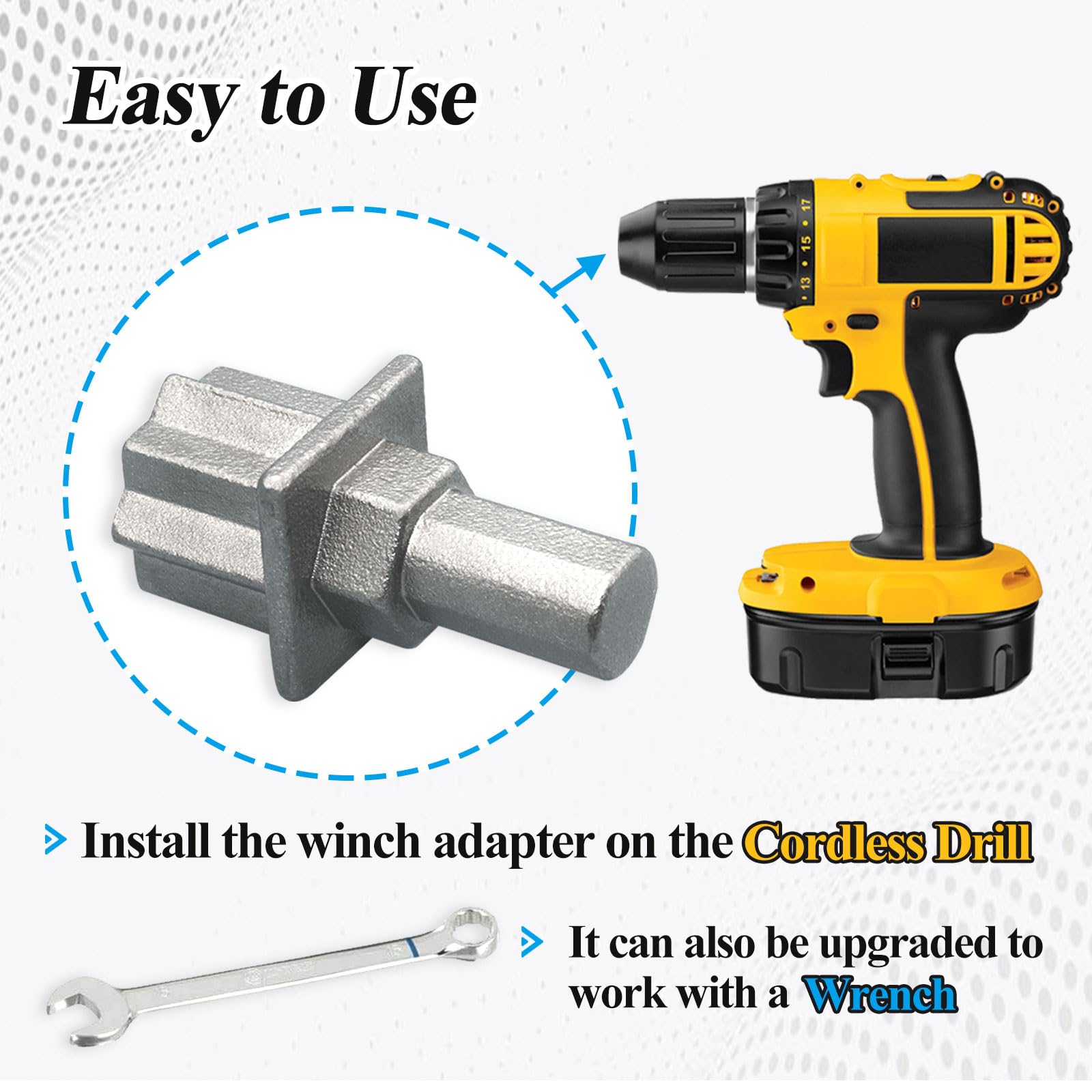 7431 Cordless Drill Winch Adapter - Convert Hand Drill to Powered Winch for Sailing, Boating & Marine Applications | Heavy Duty DIY Tool for Anchoring & Mooring