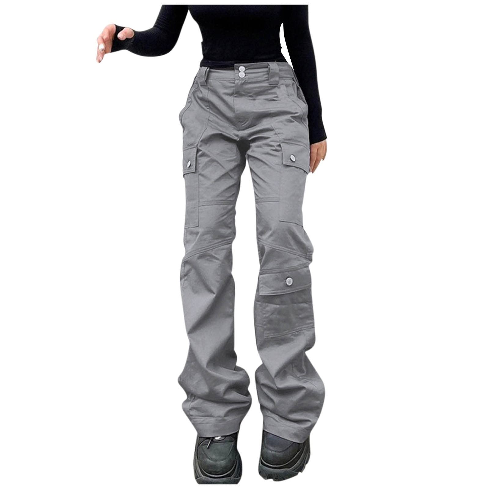 Vintage Y2K Women's Cargo Pants - Harajuku Style Relaxed Jogger, Low Waist Wide Leg Loose Fit Baggy Cinch Work Pants for Casual Wear, Street Fashion & Outdoor Activities