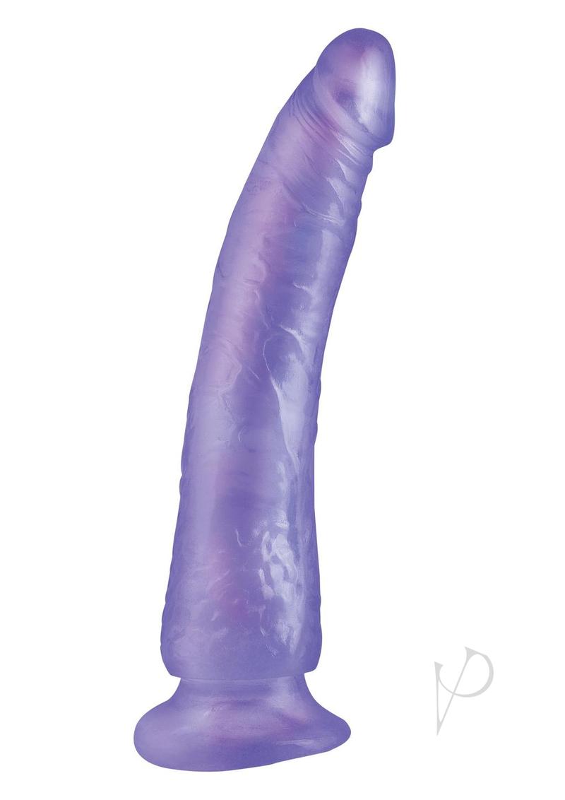 Basix Dong Slim 7 Inch Purple Realistic Dildo with Strong Suction Cup - Perfect for Solo Play, Couples Fun & Shower Use