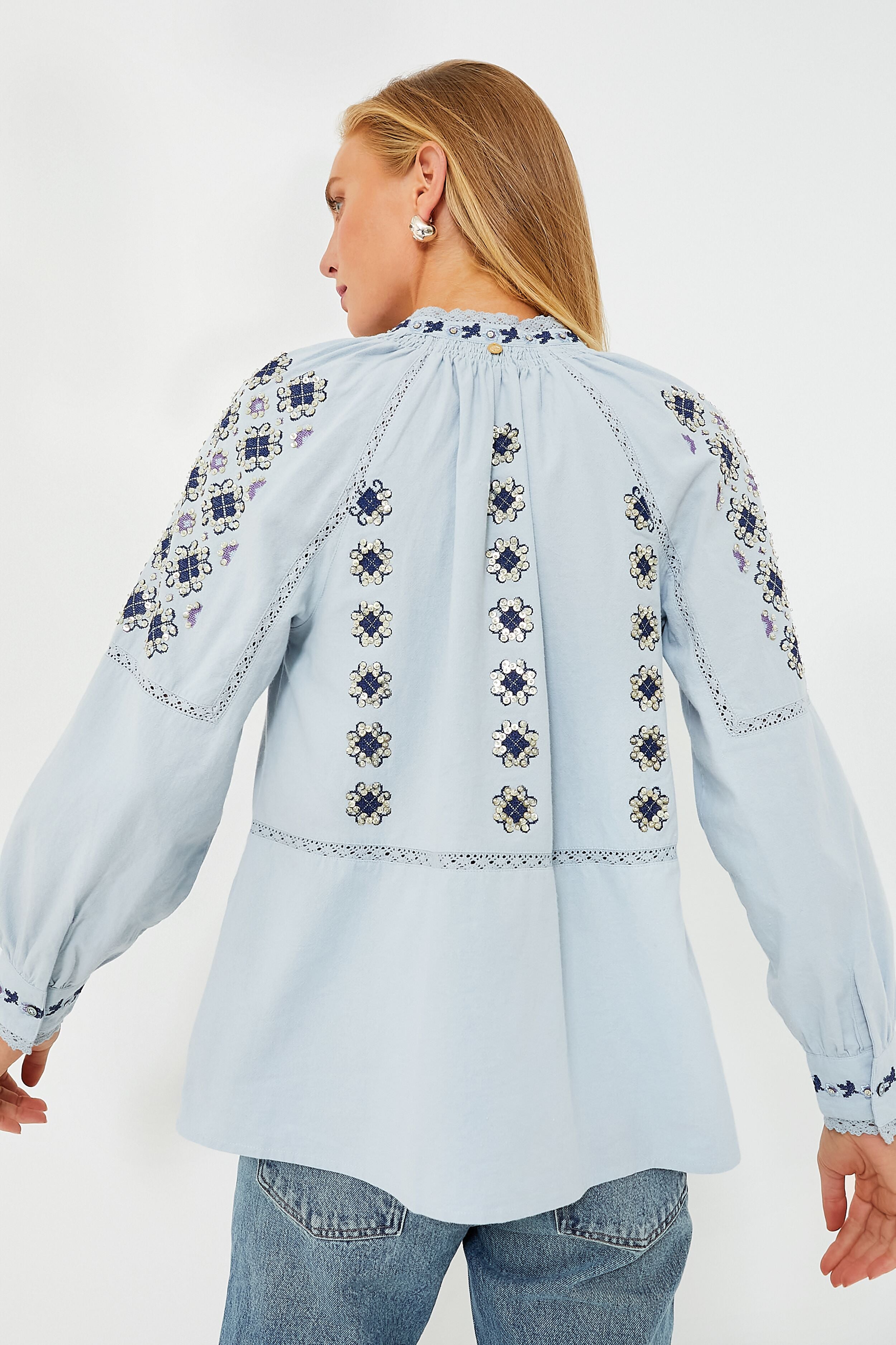 Blue Joana Blouse - Women's Fashion Tops for Casual Wear, Office & Date Night Outfits