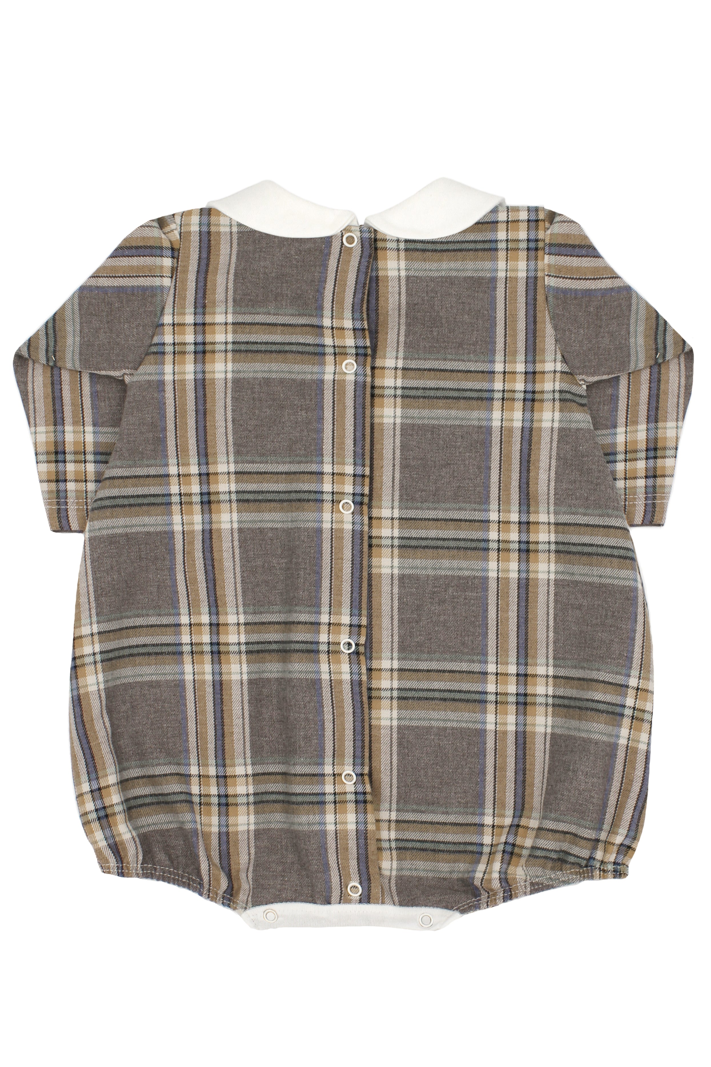 Stylish Ronan Brown Tartan Romper for Babies & Toddlers - Soft Cotton Jumpsuit with Adjustable Straps - Perfect for Family Photos, Holidays & Special Occasions