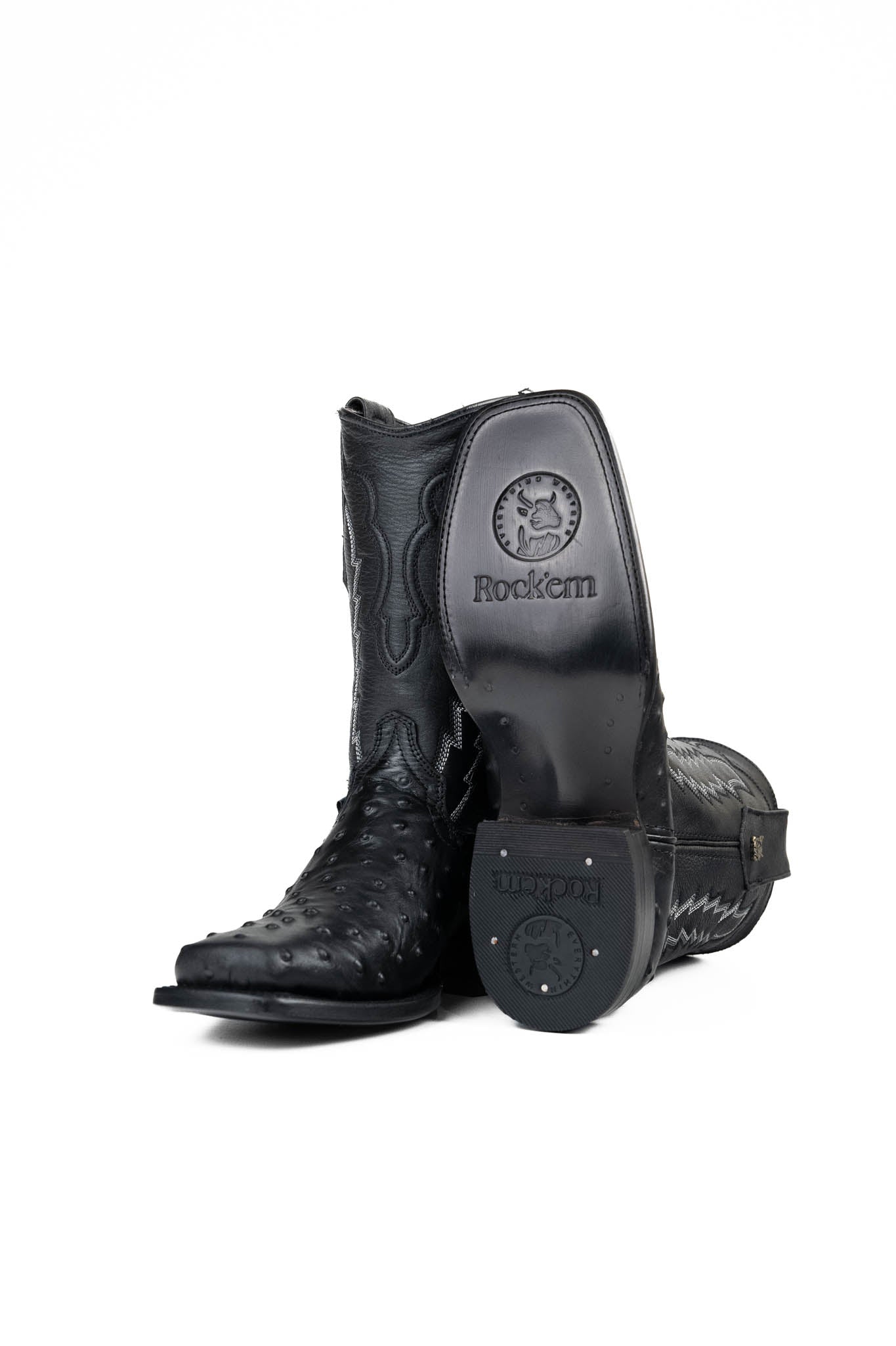 Stylish Ostrich Leather Cowboy Boots with Zipper for Men & Women - Perfect for Rodeo, Western Fashion & Country Events