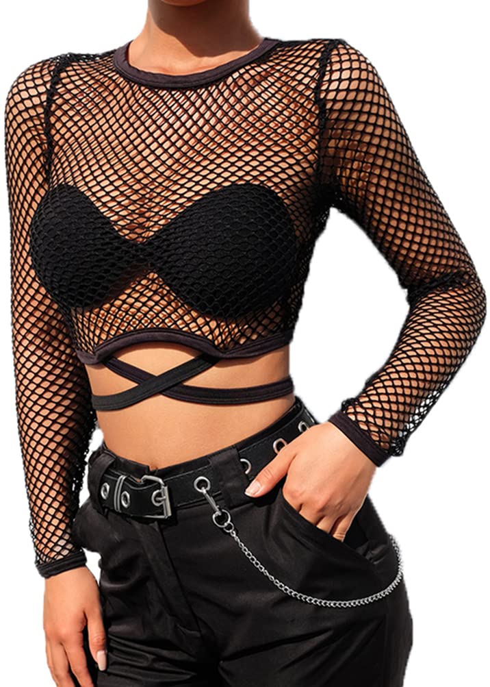 Gothic Punk Distressed Cut Out Net Knit Jumper - Cold Shoulder Ripped Sweater for Women | Edgy Gothic Fashion Top for Concerts, Parties & Alternative Outfits