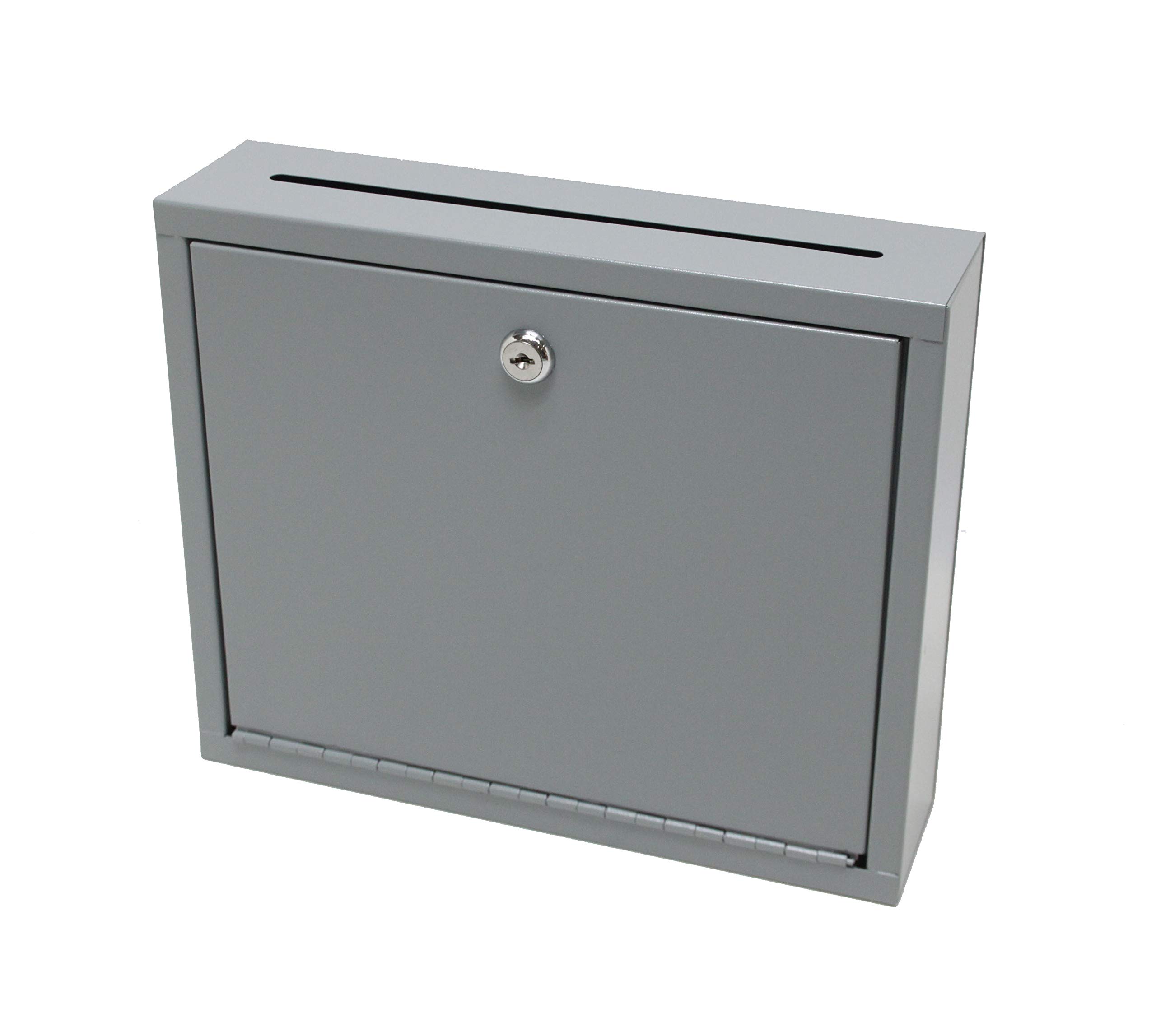 FixtureDisplays® Medium Wall Mountable Multipurpose Box - Suggestion, Donation, Drop, Mail & Cash Box - Grey (15212) - Perfect for Offices, Schools, Retail Stores & Public Spaces