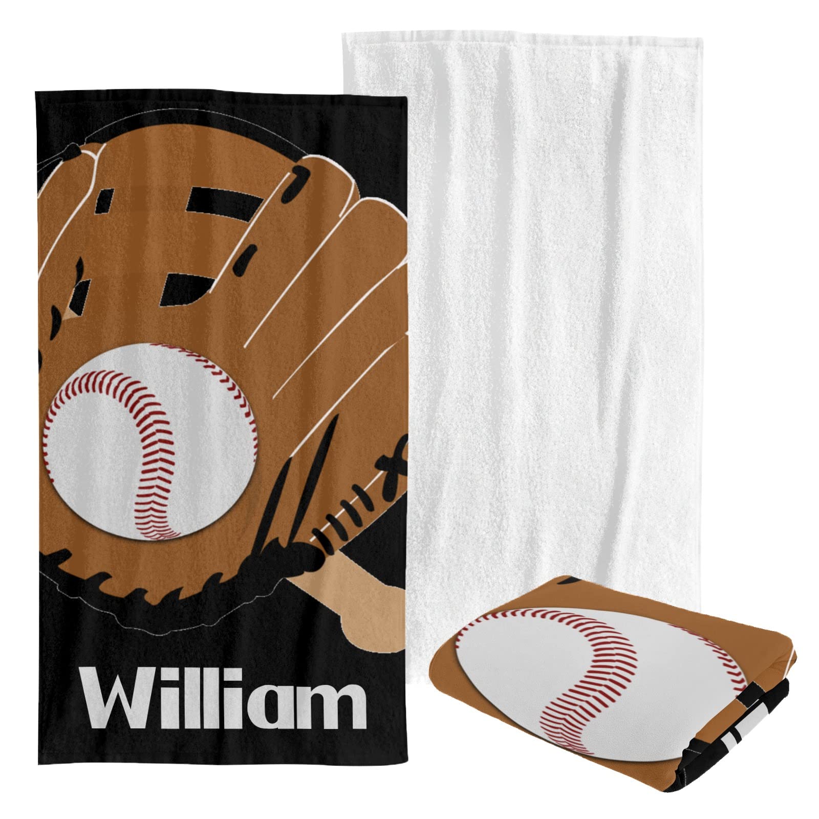 Custom Personalized Beach Towel - Monogrammed Bath & Swim Blanket for Kids, Men, Women - Soft Quick-Dry Sandproof Pool Towel for Beach, Vacation, Swimming, Sports, Baseball Games