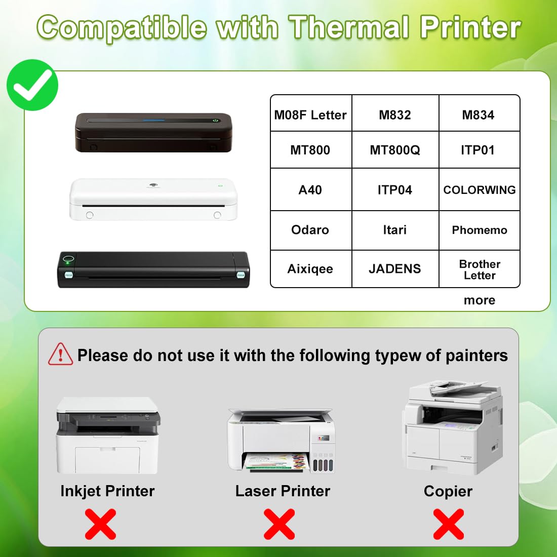 8.5 x 11 Inch Thermal Printer Paper Rolls - US Letter Size Quick-Dry Thermal Printing Paper (4 Rolls/100 Sheets) Compatible with M08F-Letter, M832, M834, MT800, MT800Q Portable Printers - Perfect for Shipping Labels, Receipts & Barcode Printing