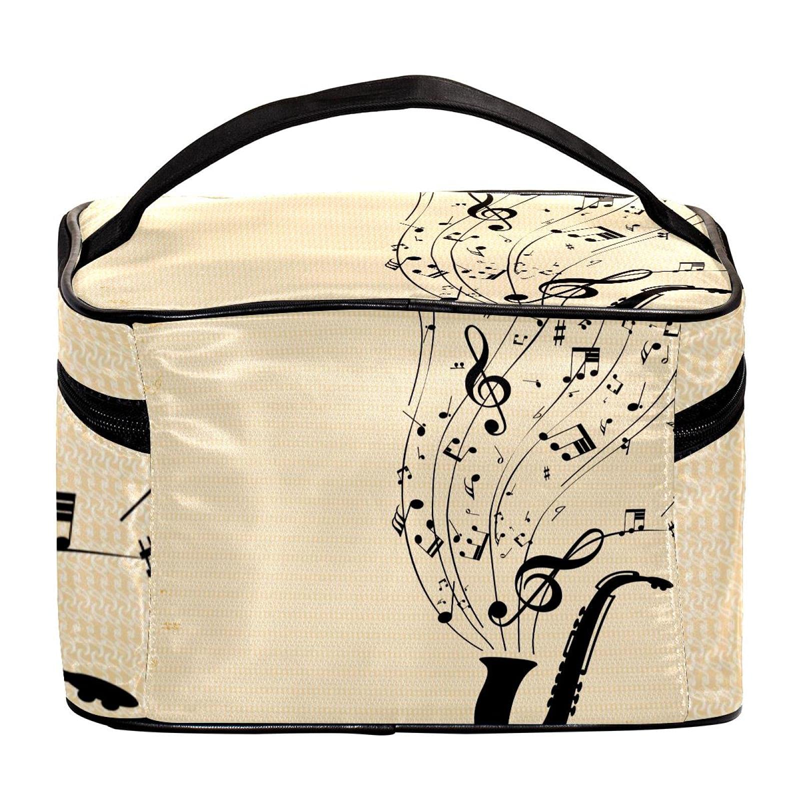 Vintage Music Notes Cosmetic Bag - Large Travel Makeup Case for Women & Girls - Perfect for Toiletries & Organizers