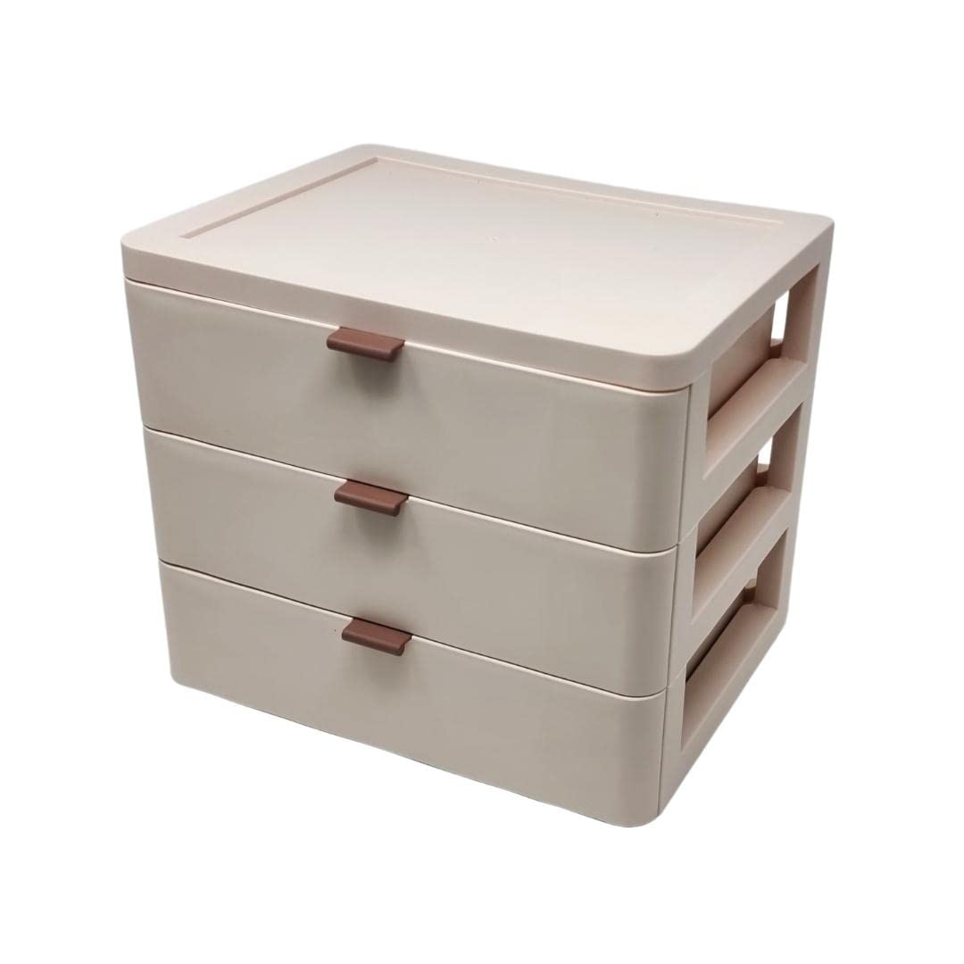 TG Thistle Gem 3-Drawer Makeup Organizer - Pink Storage Box for Cosmetics & Jewelry | Vanity & Travel Use