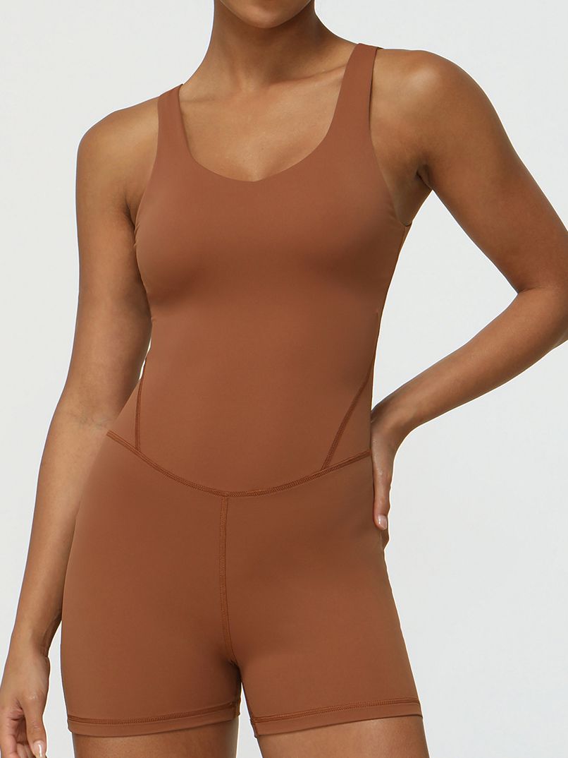 ZASUWA Women's V-Neck High Support Elastic Tight Romper - Comfortable Workout & Yoga Bodysuit for Active Lifestyles