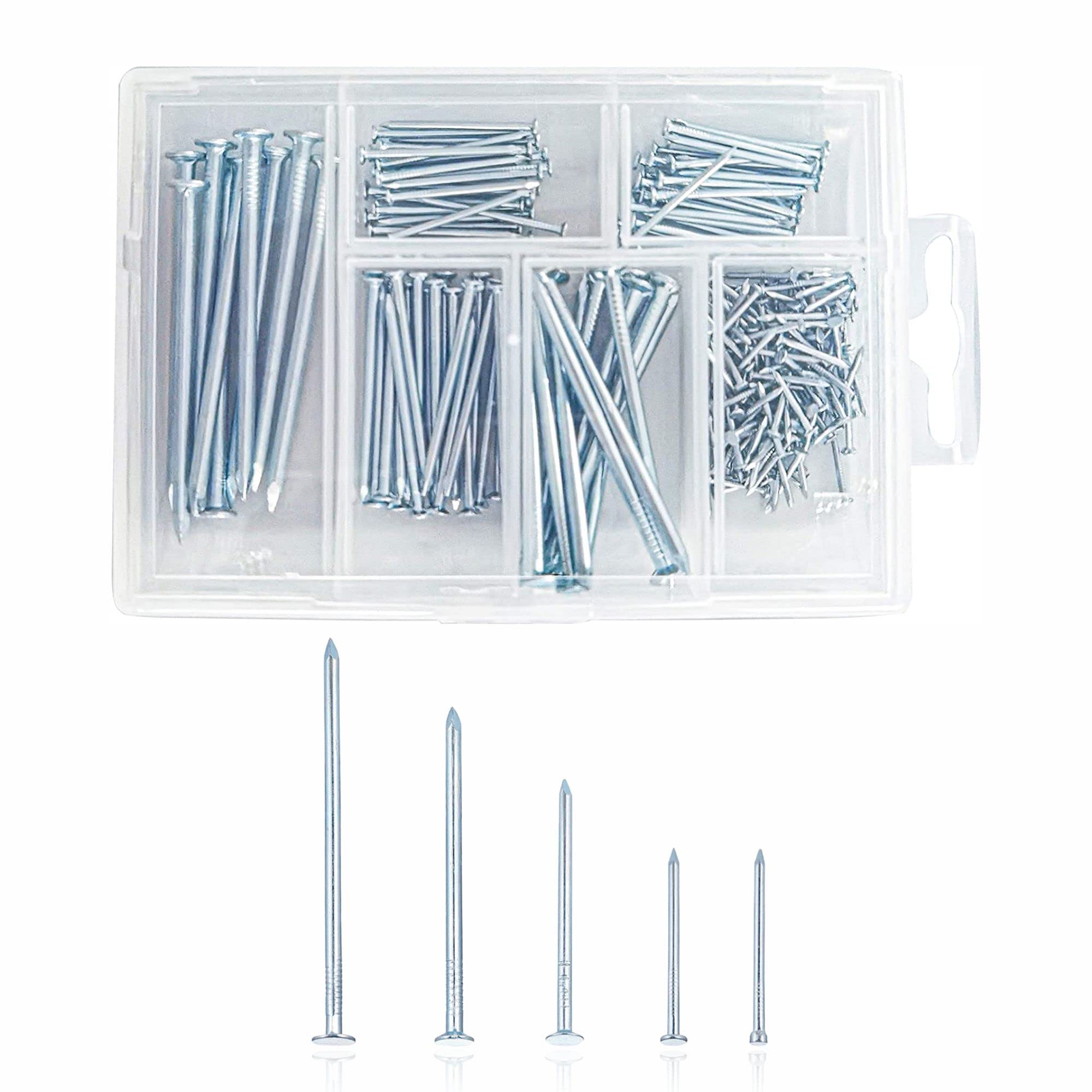 250-Piece Assorted Masonry Nails Set - Heavy Duty Construction Nails for DIY, Woodworking, Hanging Pictures & Home Repair - Ideal for Frames, Mirrors, Furniture & Crafts (250 Count) - Perfect for Home Improvement Projects & Professional Use