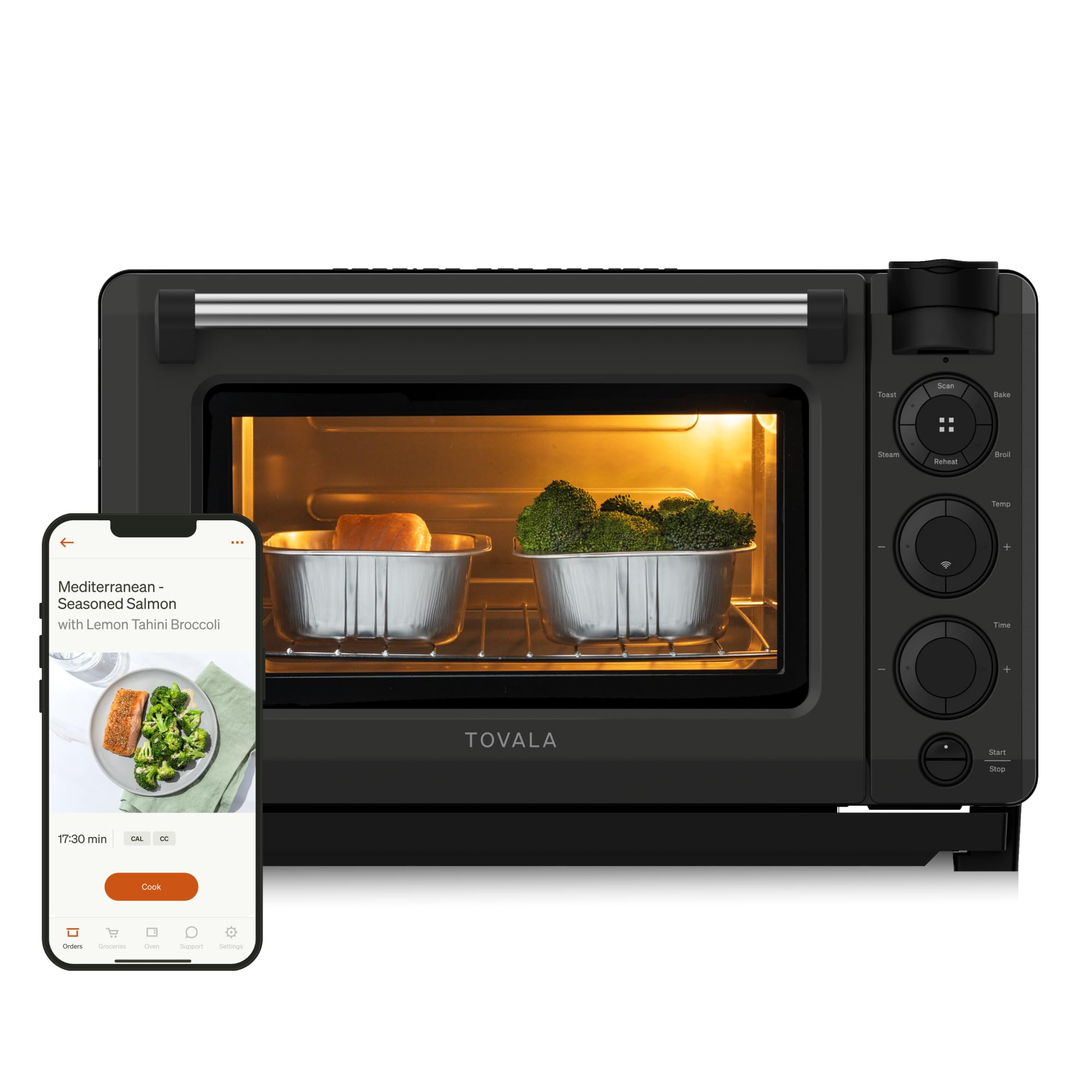 Tovala Smart Oven Pro - 6-in-1 Countertop Convection Oven with Steam, Toast, Air Fry, Bake, Broil & Reheat Functions | Smartphone Controlled Air Fryer & Steam Oven Combo | Perfect for Small Kitchens, Dorms & Healthy Meal Prep
