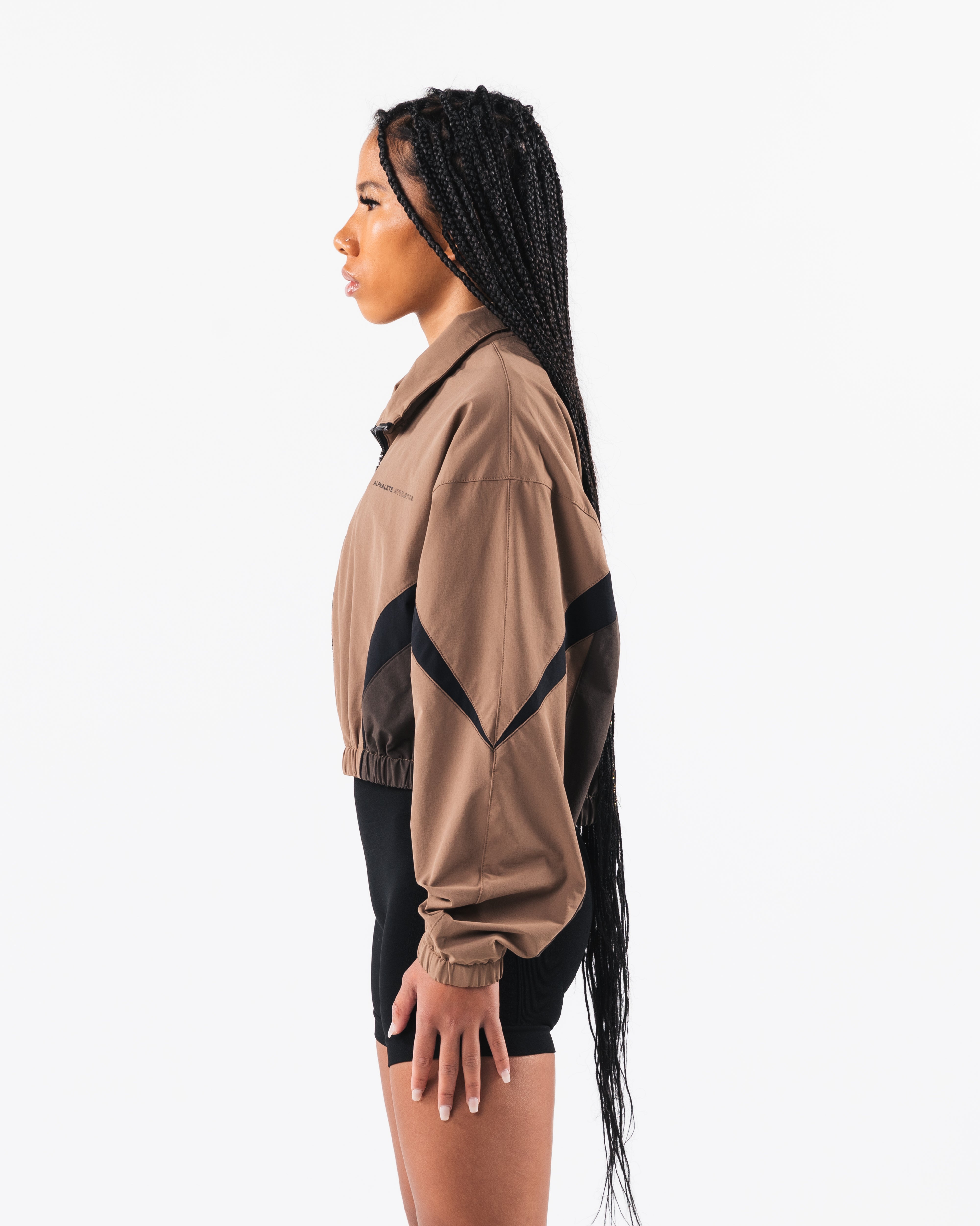 Vintage Retro Crop Jacket for Women - Oak Brown Cashmere Blend - Perfect for Fall Layering & Casual Outfits