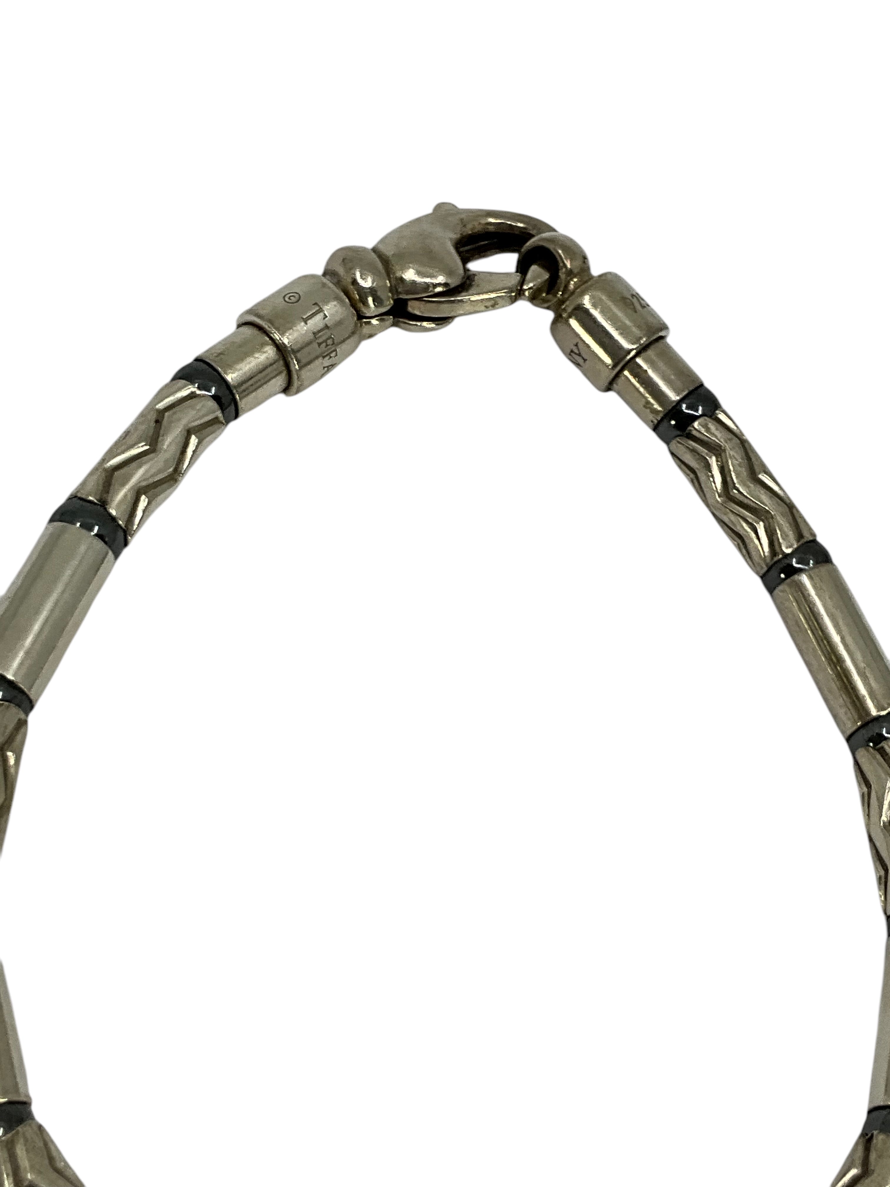 Tiffany & Co. Sterling Silver Hematite Aztec Bracelet for Women | Elegant Handmade Jewelry Gift for Birthday, Anniversary & Special Occasions | Perfect for Layering & Everyday Wear