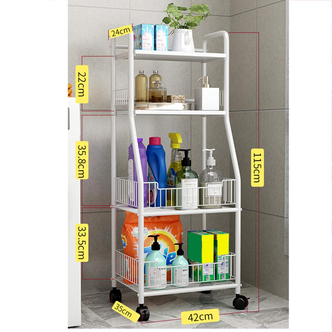 ZYFA 3-Tier Metal Rolling Storage Cart with Wheels - Removable Kitchen & Bedroom Organizer Shelf, Mobile Serving Trolley for Bathroom, Crafts, Home Office - Perfect for Small Space Organization & Entertaining Guests