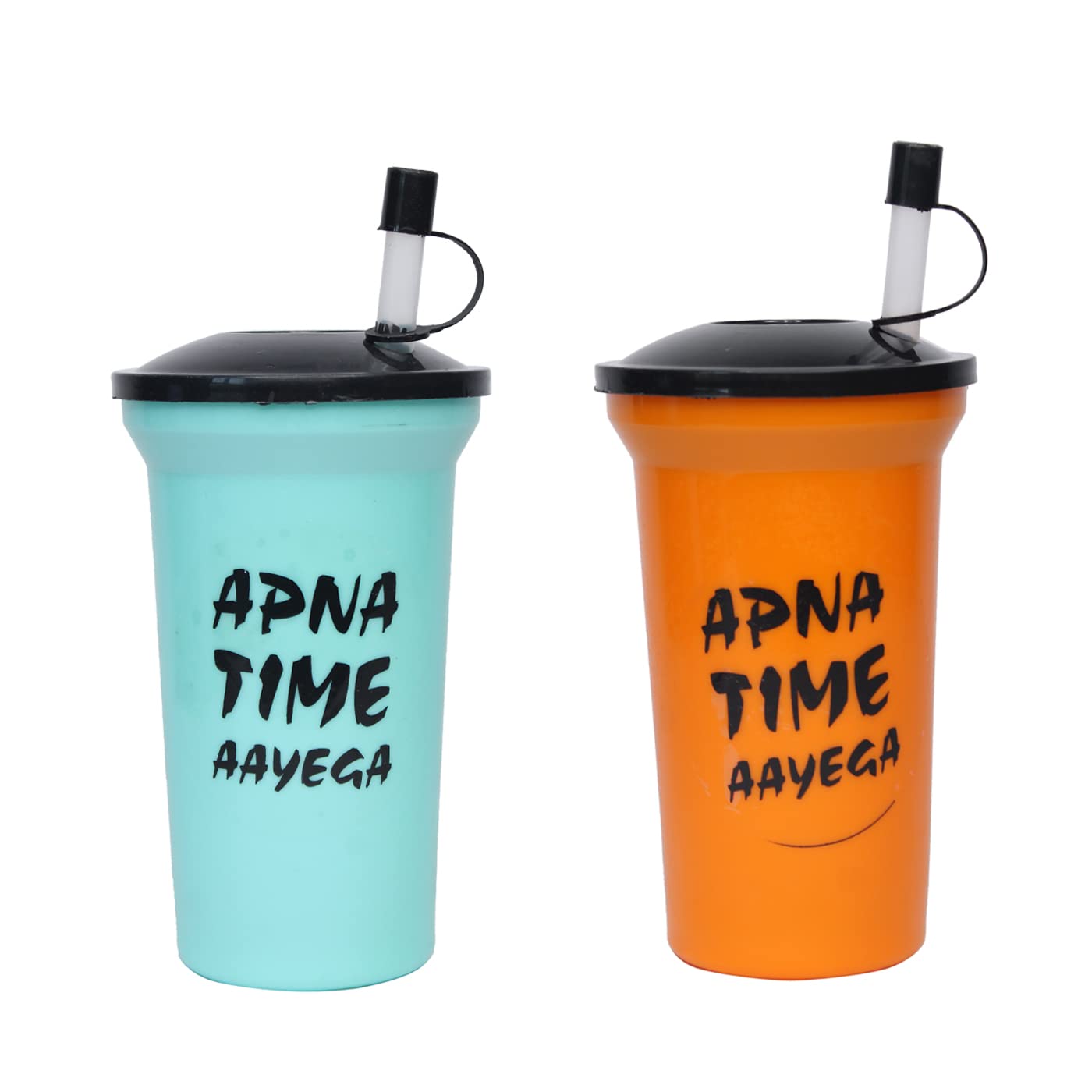 **GLAN Kids Glass Water Bottle with Straw - BPA-Free Leak-Proof Sipper Cup for Boys & Girls - Multicolor Set of 2 - Perfect for School, Travel & Kanjak Return Gifts**
