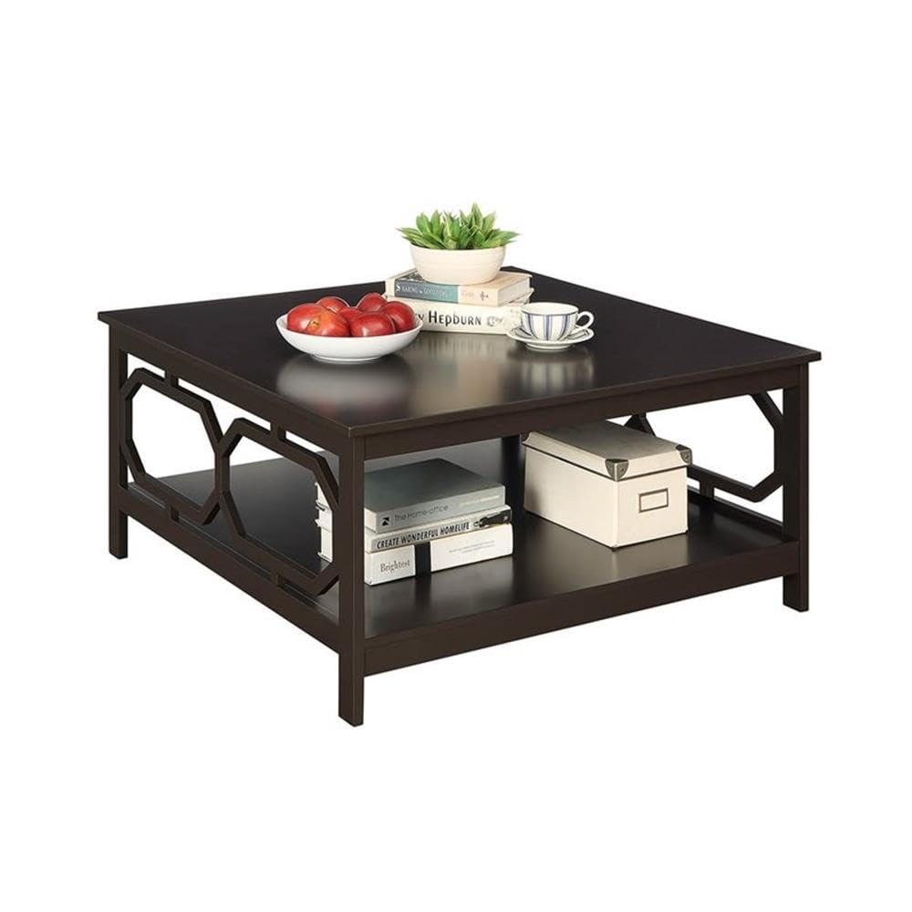 Pemberly Row 36 Inch Square Coffee Table - Espresso Wood Finish - Modern Living Room Furniture for Home & Office Decor