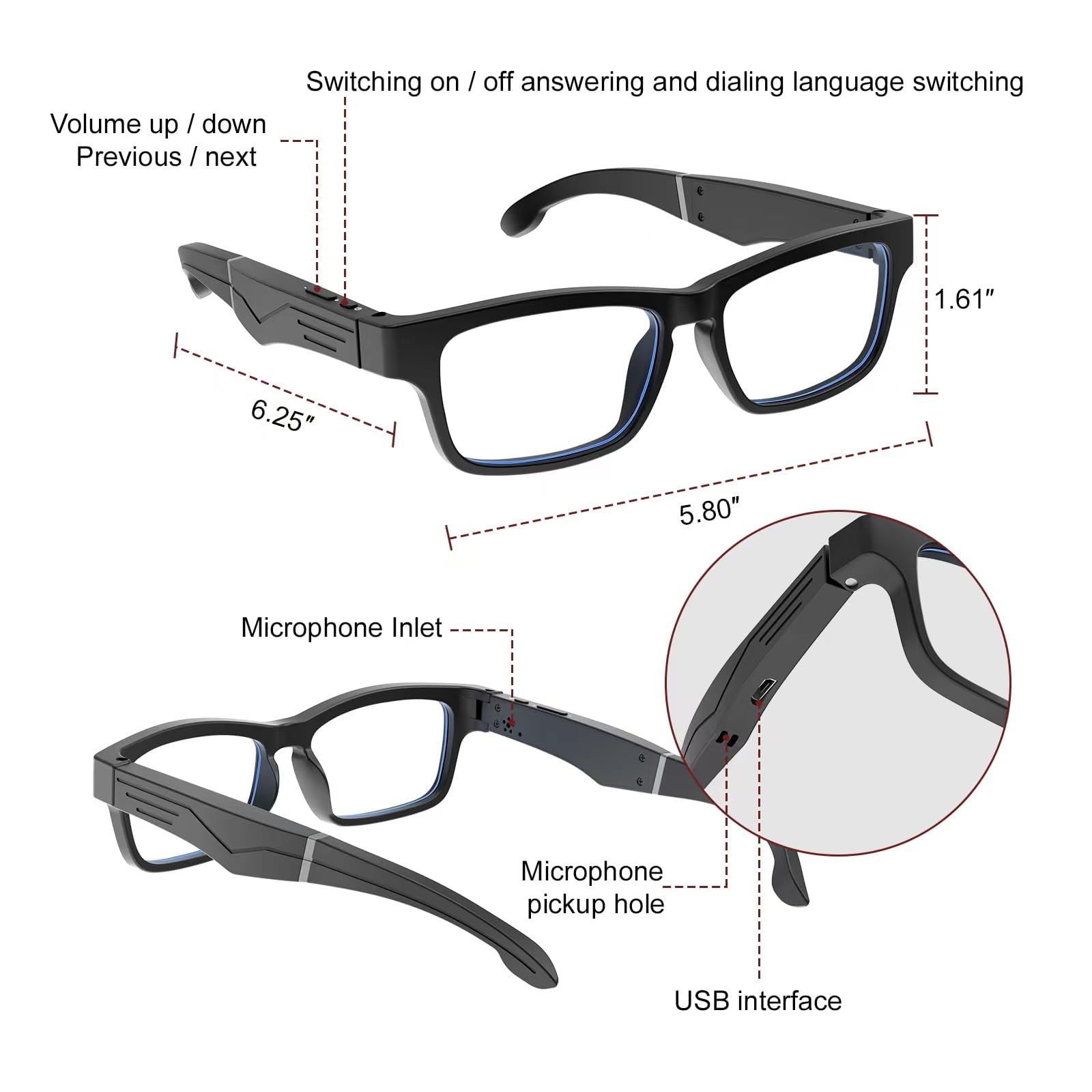 TnoxHD Smart Glasses with Bluetooth - Wireless Audio Sunglasses with Built-in Speakers for Men & Women | Perfect for Running, Cycling & Outdoor Activities