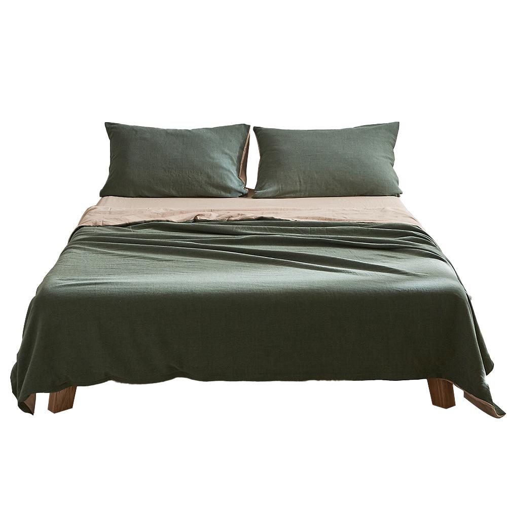 Premium 100% Cotton Sheet Set - Queen Size, Soft & Breathable Bed Sheets in Green & Beige - Perfect for Master Bedroom, Guest Room & Dorm Comfort