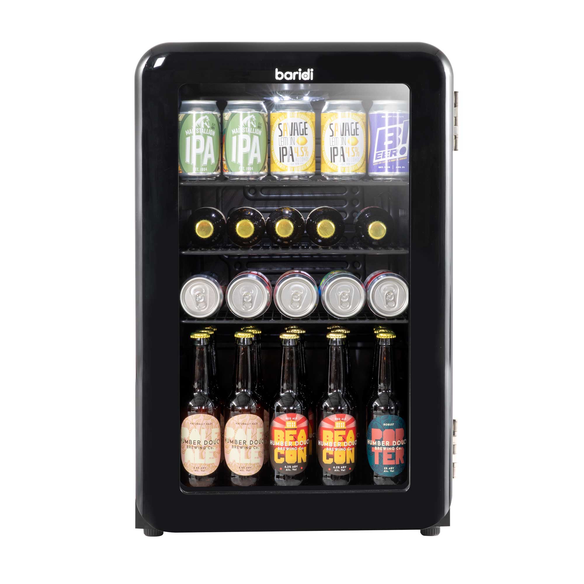 Retro Style 70L Under Counter Beverage Cooler - Black Baridi DH222 for Beer, Wine & Drinks | Perfect for Home Bars, Kitchens & Entertainment Spaces