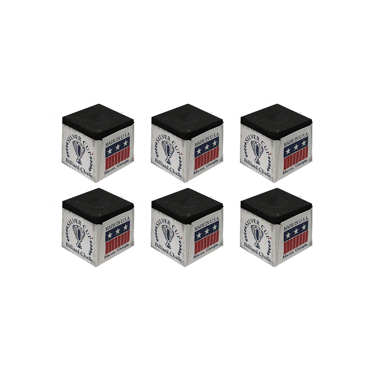 Premium 6-Piece Silver Cup Black Billiard Pool Cue Chalk Set - Professional Quality for Smooth Shots | Perfect for Pool Halls, Game Rooms & Home Bars