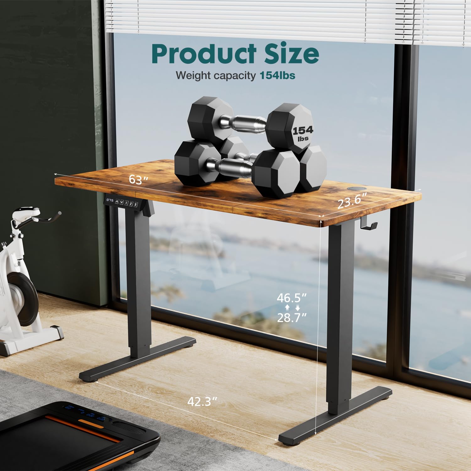 Adjustable Height Electric Standing Desk - 63x24 Inch Ergonomic Sit Stand Computer Table with Motorized Lift for Home Office & Gaming Workstation (Brown) | Perfect for Remote Work, Video Calls & Healthy Work Posture