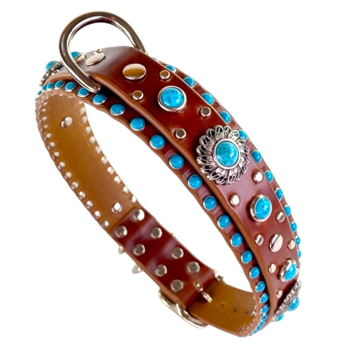 Premium Nevada Leather Dog Collar - Adjustable & Durable Pet Collar for Small Medium Large Dogs - Perfect for Walking, Training & Outdoor Adventures