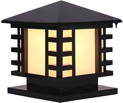 DLGGO Outdoor Post Lamp - IP65 Waterproof Black Stainless Steel Column Light with Frosted Glass for Garden, Patio, Pathway (Rustproof, Square Design) - Perfect for Landscape Lighting, Driveway Illumination and Backyard Decor