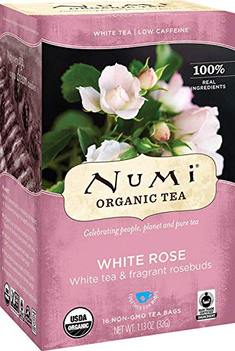 Numi Organic White Rose Tea Bags - 16 Count Box (Pack of 4) | Premium White Tea with Floral Notes | Perfect for Relaxation, Afternoon Tea & Gifting