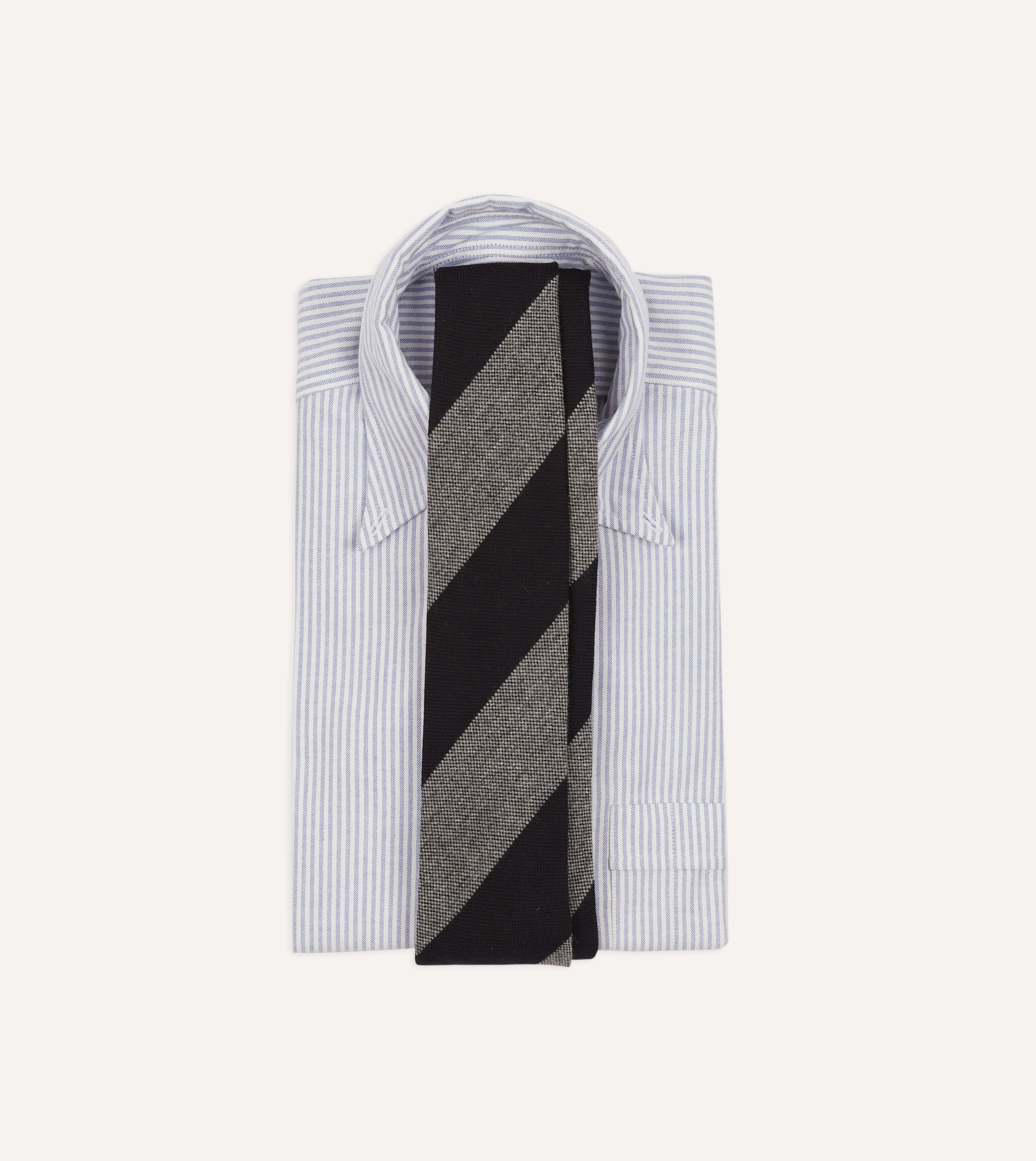 Premium Grey & Black Striped Hand-Rolled Wool Tie for Men - Perfect for Business, Weddings & Formal Occasions