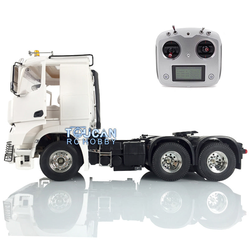 1/14 Scale 6x4 Unpainted RC Tractor Truck Kit with 3 Axles, 35T 540 Motor & Openable Doors - DIY Radio Control Hobby Model for Off-Road Adventures & Construction Site Play