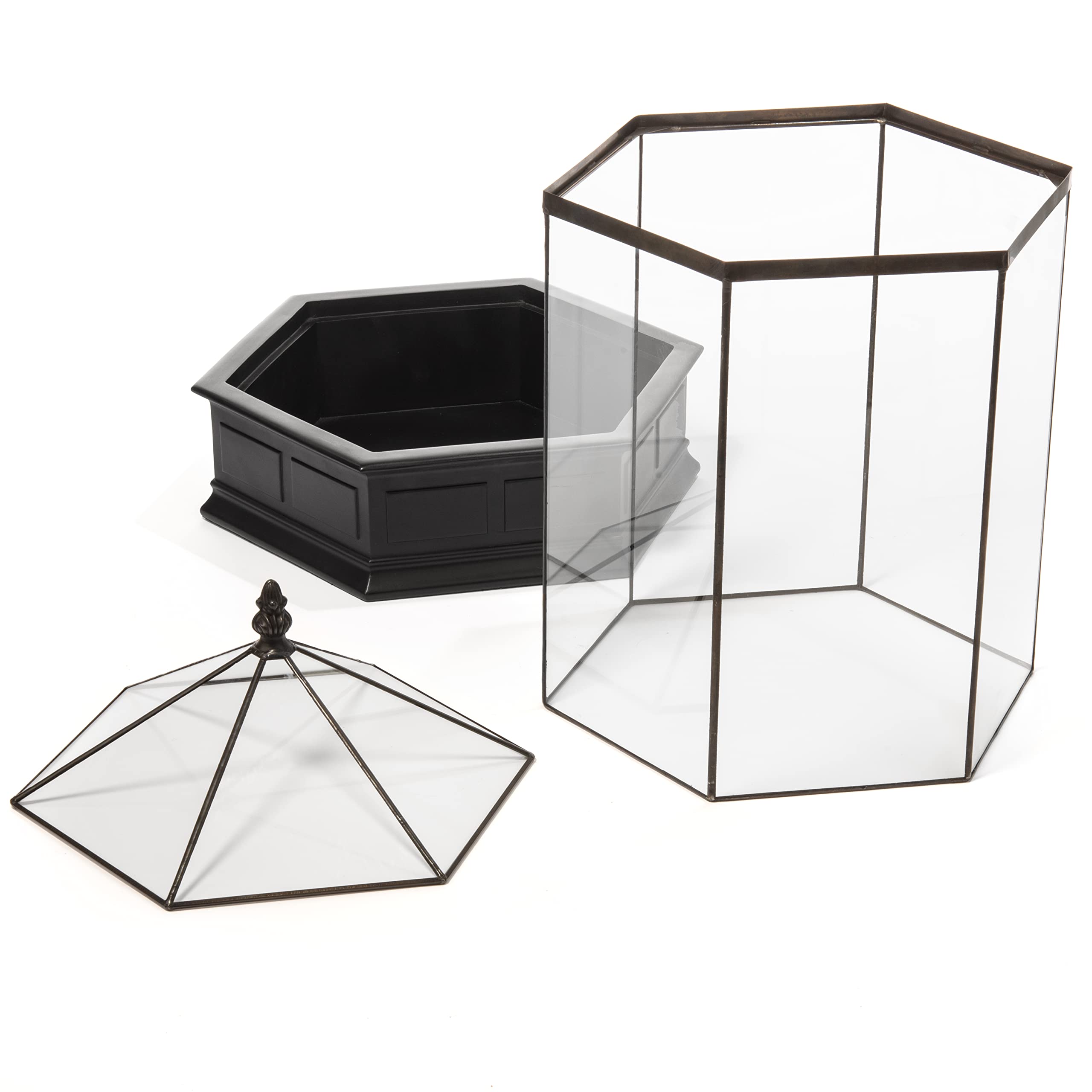 H Potter Large 6-Sided Glass Terrarium Wardian Case - Perfect for Indoor Plants, Succulents & Home Decor