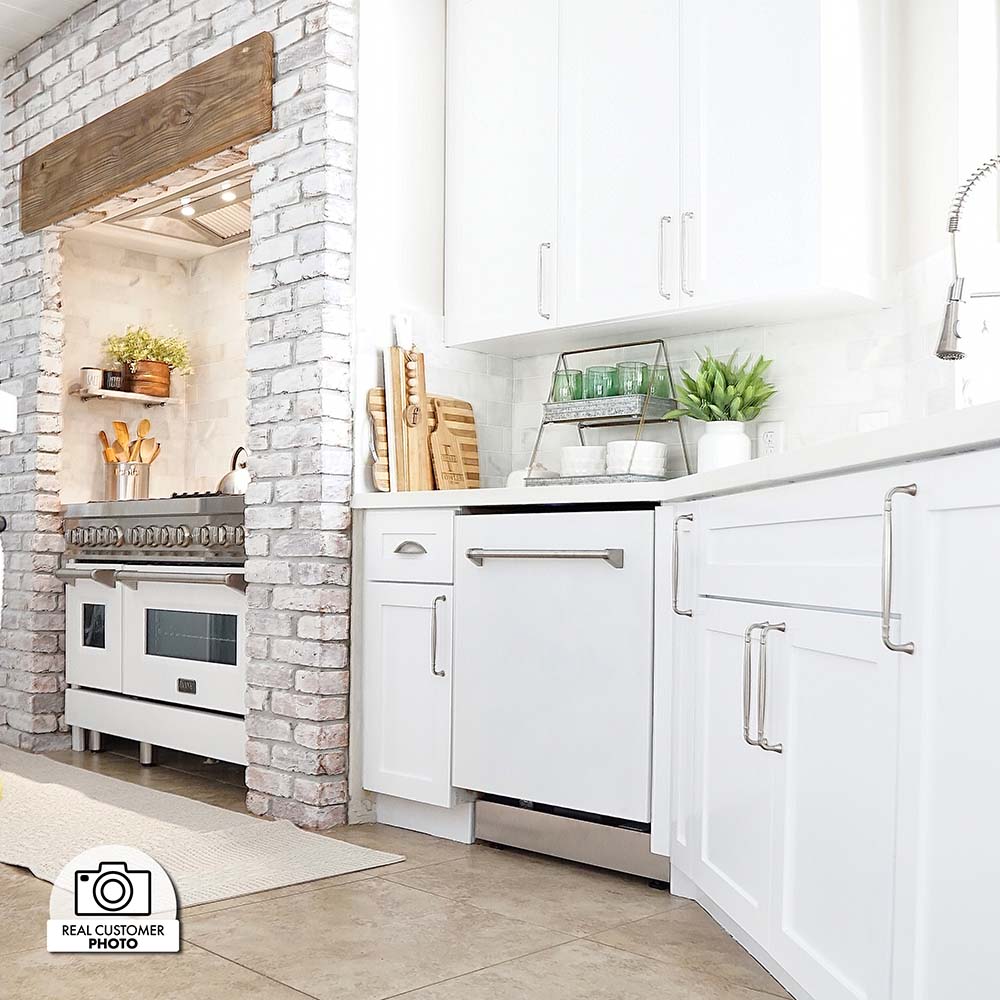 ZLINE 24 Inch White Matte Built-In Dishwasher with Stainless Steel Tub - Quiet 52dBa Top Control Traditional Handle (DW WM 24) - Perfect for Modern Kitchens and Small Spaces