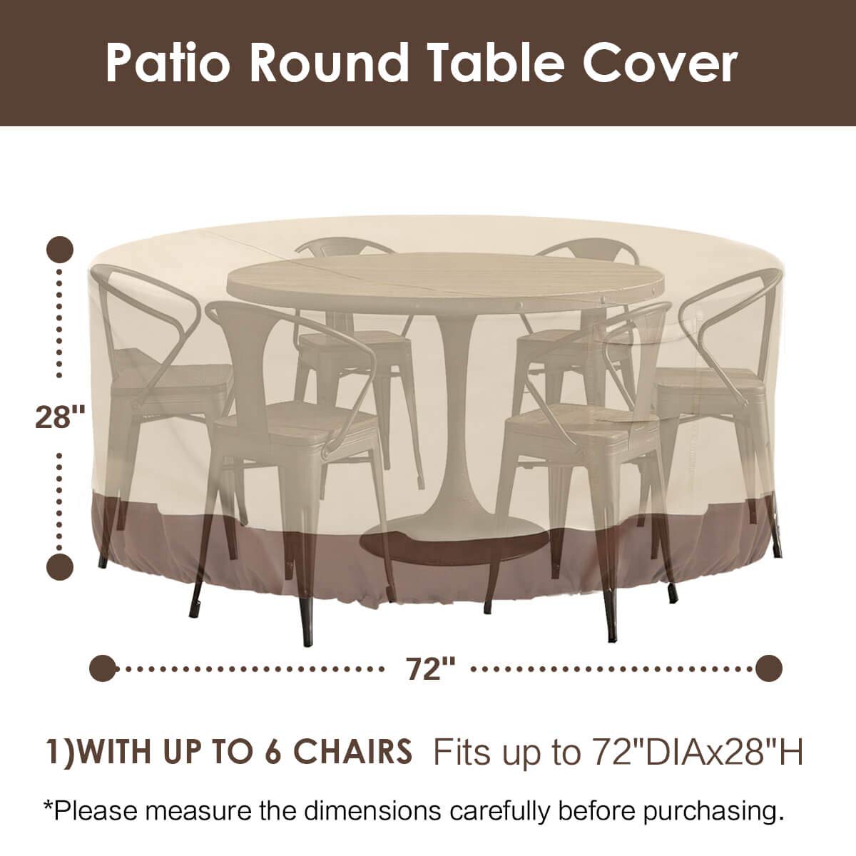 Vailge Round Patio Furniture Covers 72