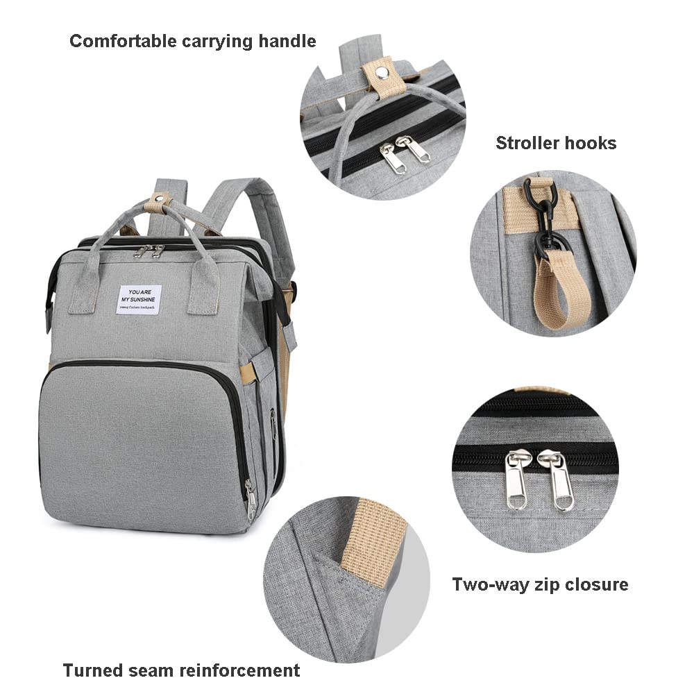 DZOZO Baby Diaper Backpack with Changing Mat & USB Port - Travel & Nursery Essentials