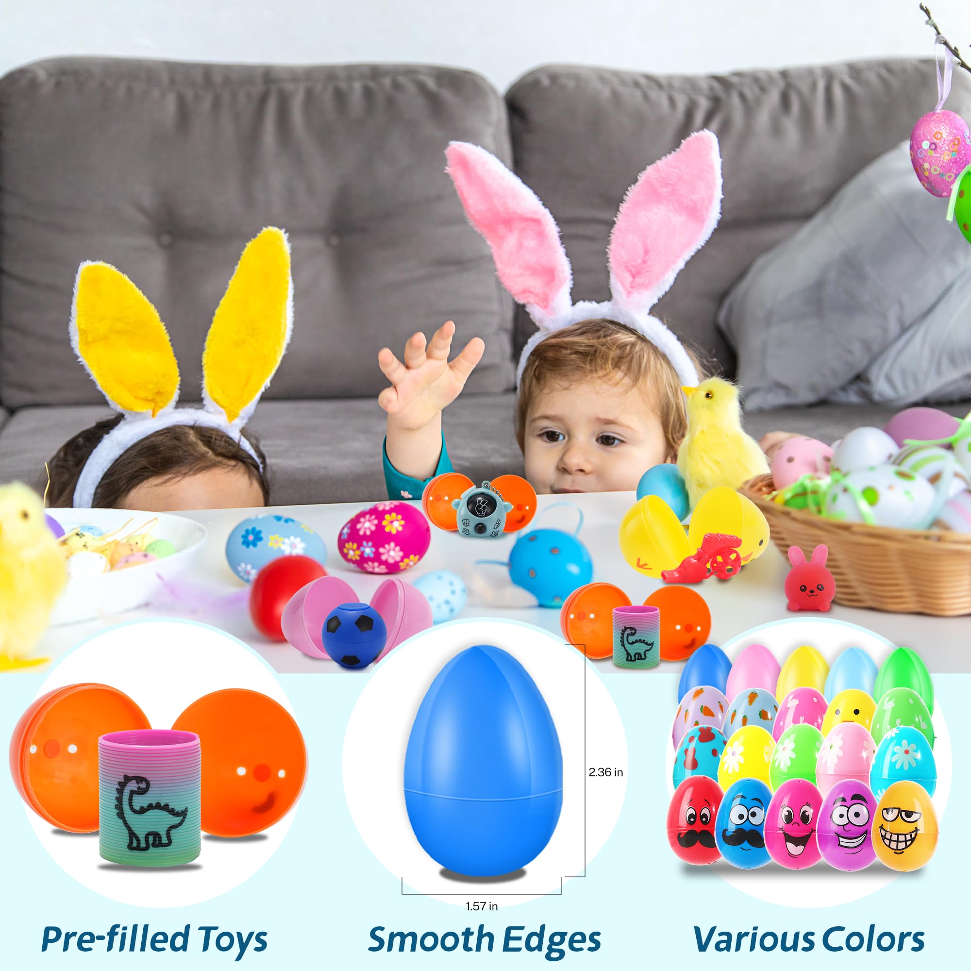 165PCS Prefilled Easter Eggs with Toys - Easter Hunt & Party Favors for Kids - Classroom Prizes & Basket Stuffers