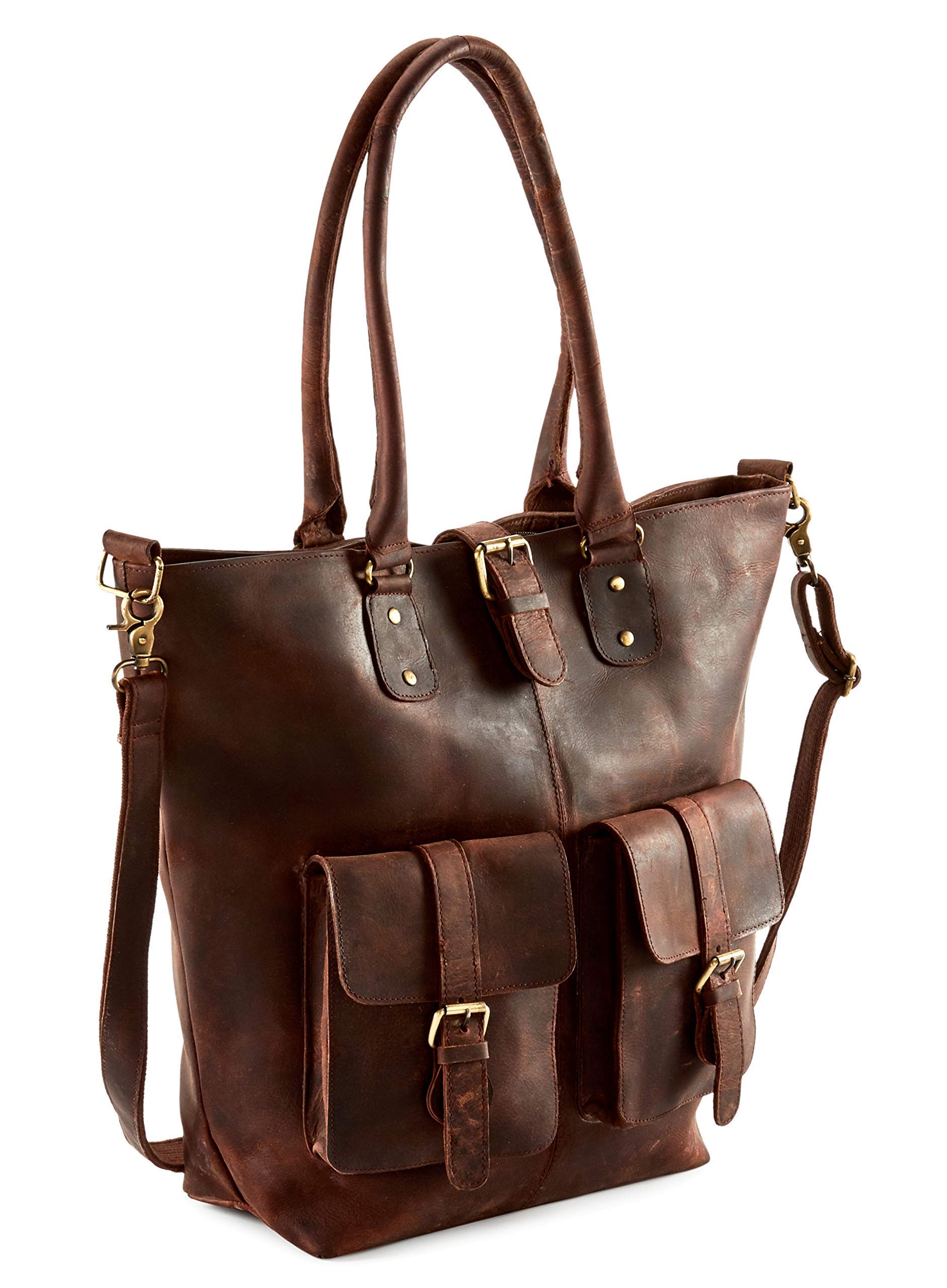 Premium Genuine Leather Briefcase for Women - Stylish Laptop Tote Bag with Secure Zipper, Professional Work Messenger Bag - Perfect for Office, Business Travel & Daily Commute